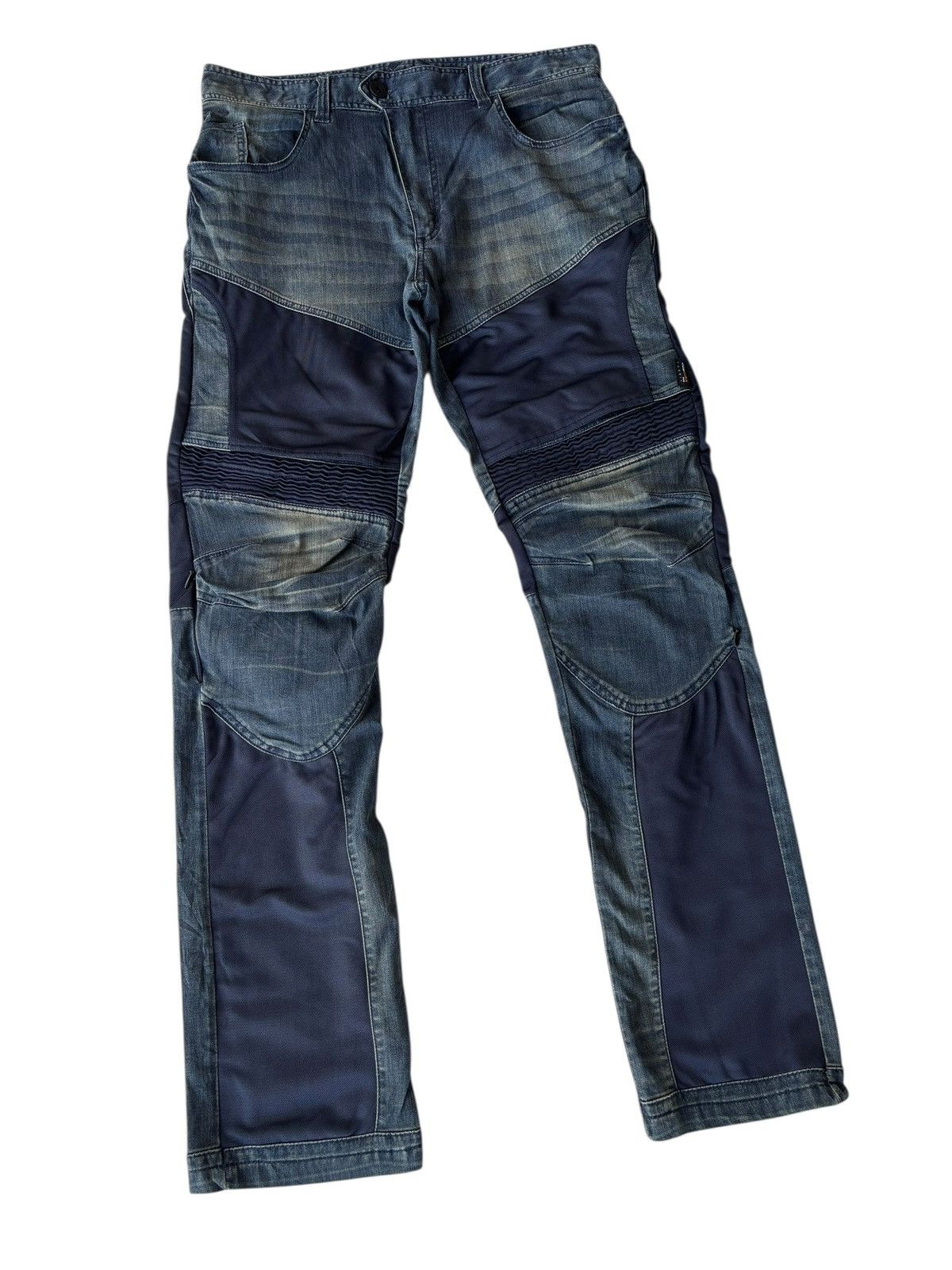 Issey Miyake 💥Vintage Moto Biker Jeans Reinforced Knee Panels Size US 32 / EU 48 - 6 Thumbnail