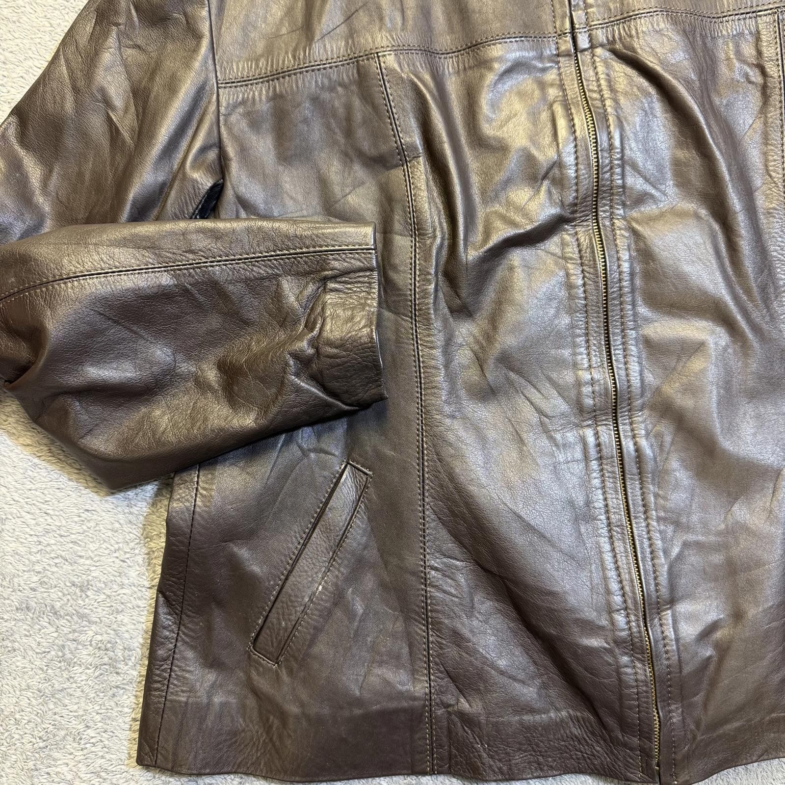 Other Vintage Black Leather Full Zip Textured Mock Neck Jacket Size US L / EU 52-54 / 3 - 7 Thumbnail