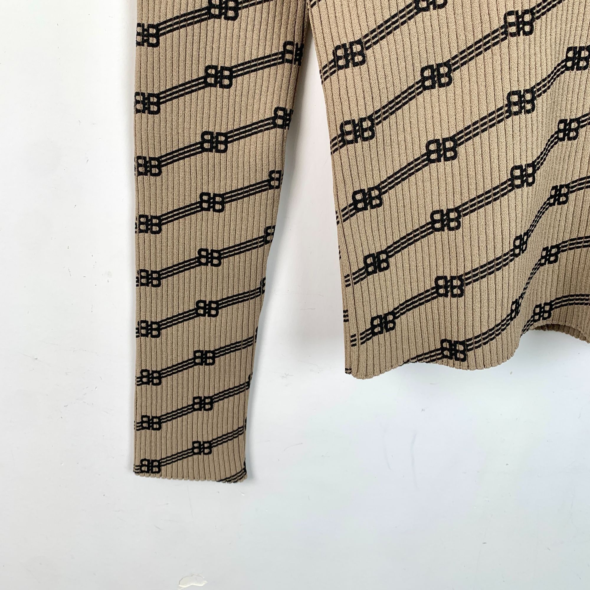 Balenciaga Balenciaga XS Brown Knit Logo Print Sweater Viscose & Polyes Size XS / US 0-2 / IT 36-38 - 5 Thumbnail