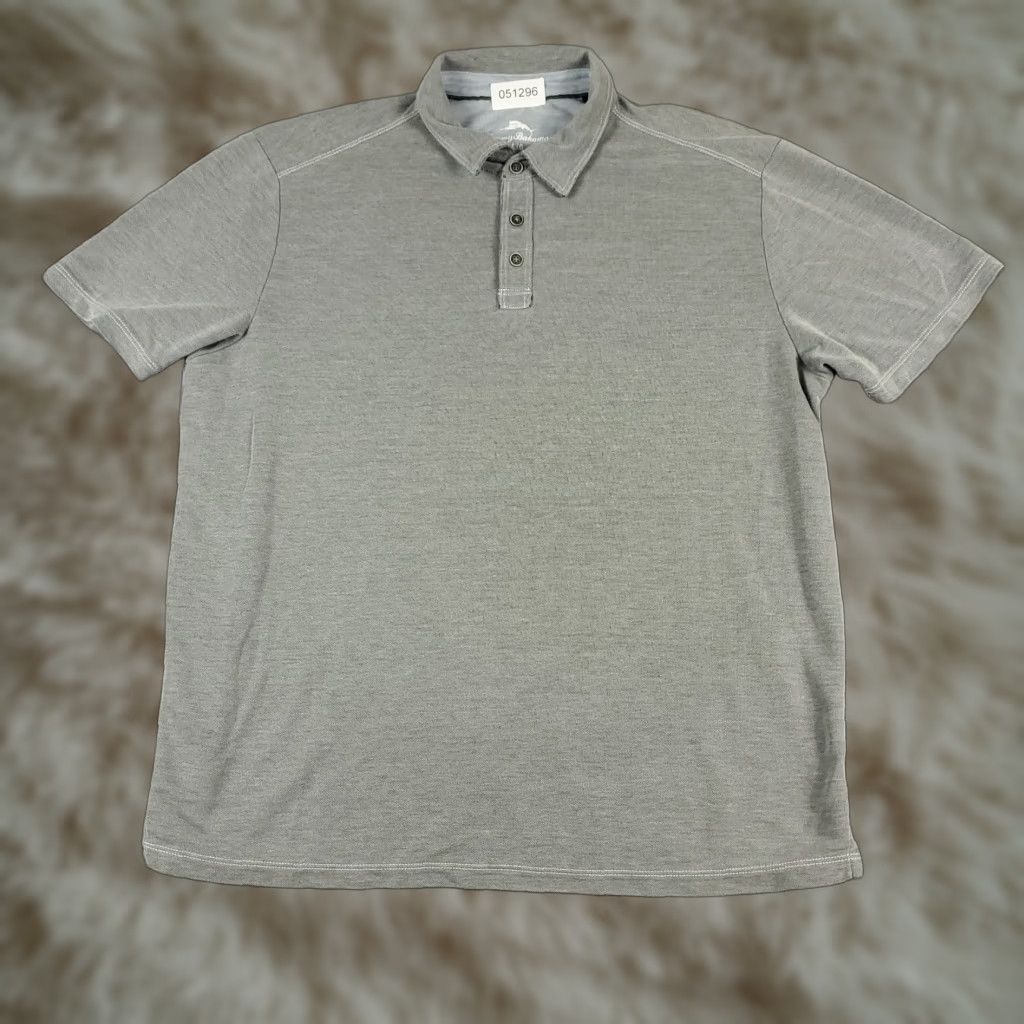 Tommy Bahama Tommy Bahama Polo Shirt Mens L Gray Solid Cotton Blend Short Sleeve Casual Sport Polo Mens Size Large Gray Size US L / EU 52-54 / 3 - 1 Thumbnail