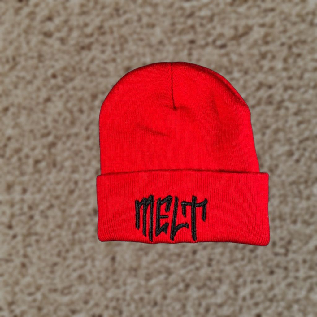 Vintage Melt Beanie Toque Unbranded Beanie One Size Red Embroidered Knit 100% Acrylic Adult Hat Mens Womens Unisex Skate Sakter Size ONE SIZE - 1 Thumbnail