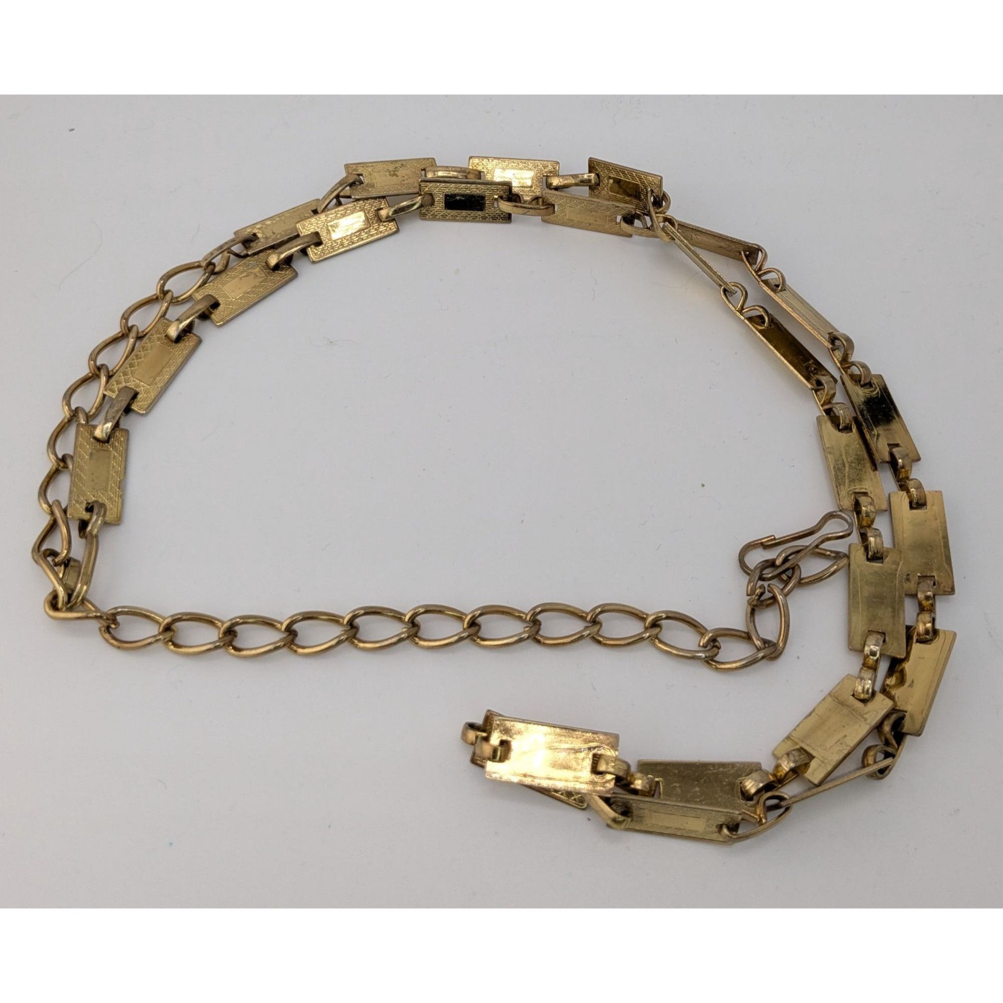 Other Vintage Glam Engraved Rectangle Link Gold-Tone Necklace/Belt Size ONE SIZE - 6 Thumbnail