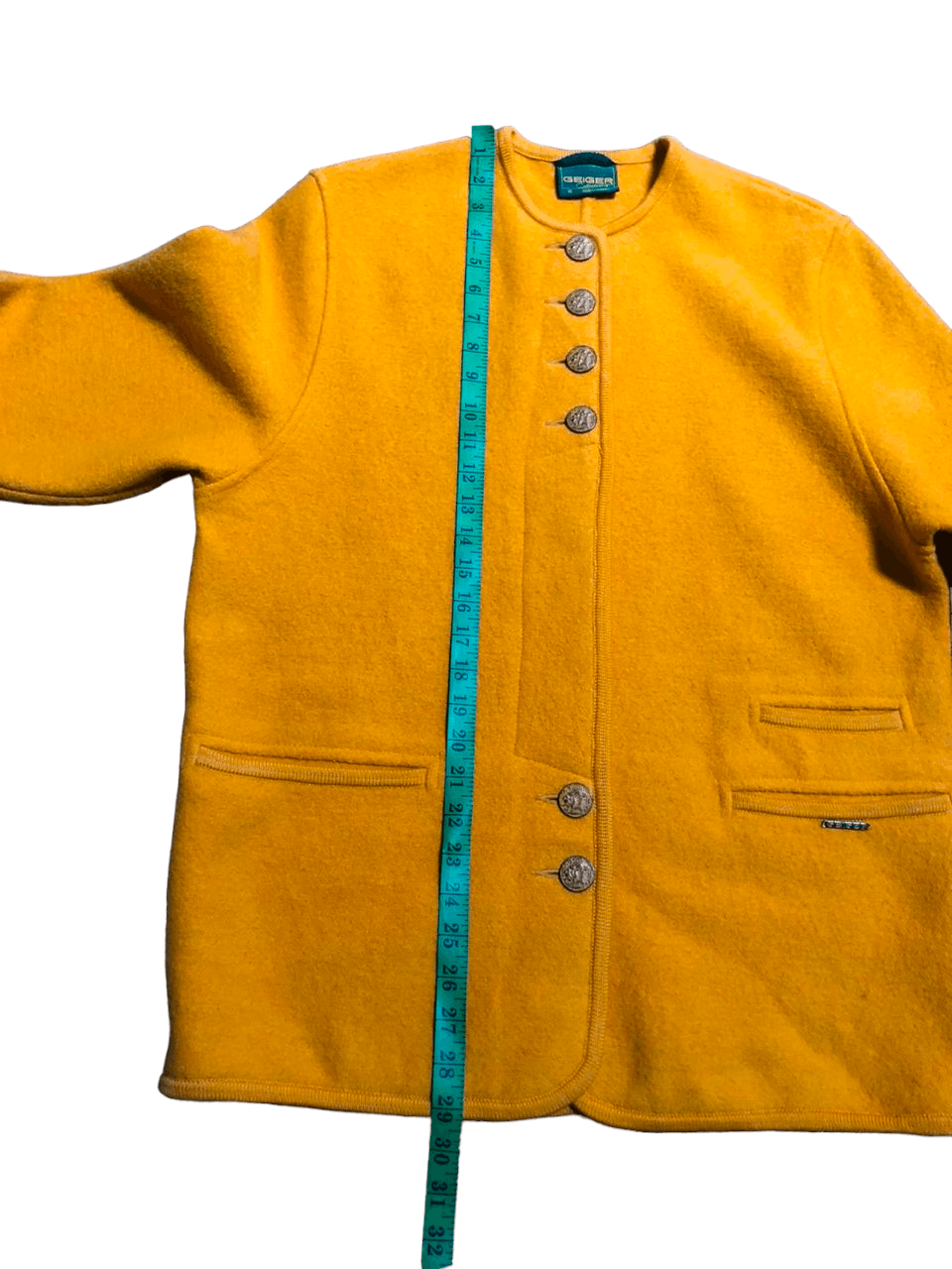 Kurt Geiger Vintage Geiger Wool Yellow Button Jacket Size M / US 6-8 / IT 42-44 - 16 Thumbnail