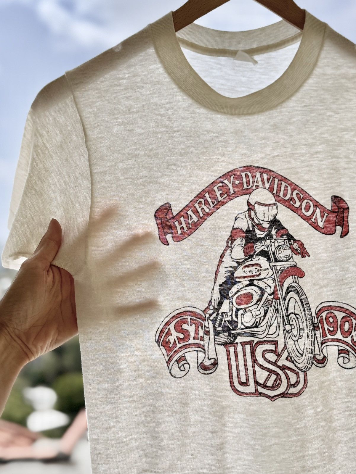 Harley Davidson VTG 1970s Harley Shirt Paper Thin Buttery Soft White 50/50 Size US XS / EU 42 / 0 - 5 Thumbnail