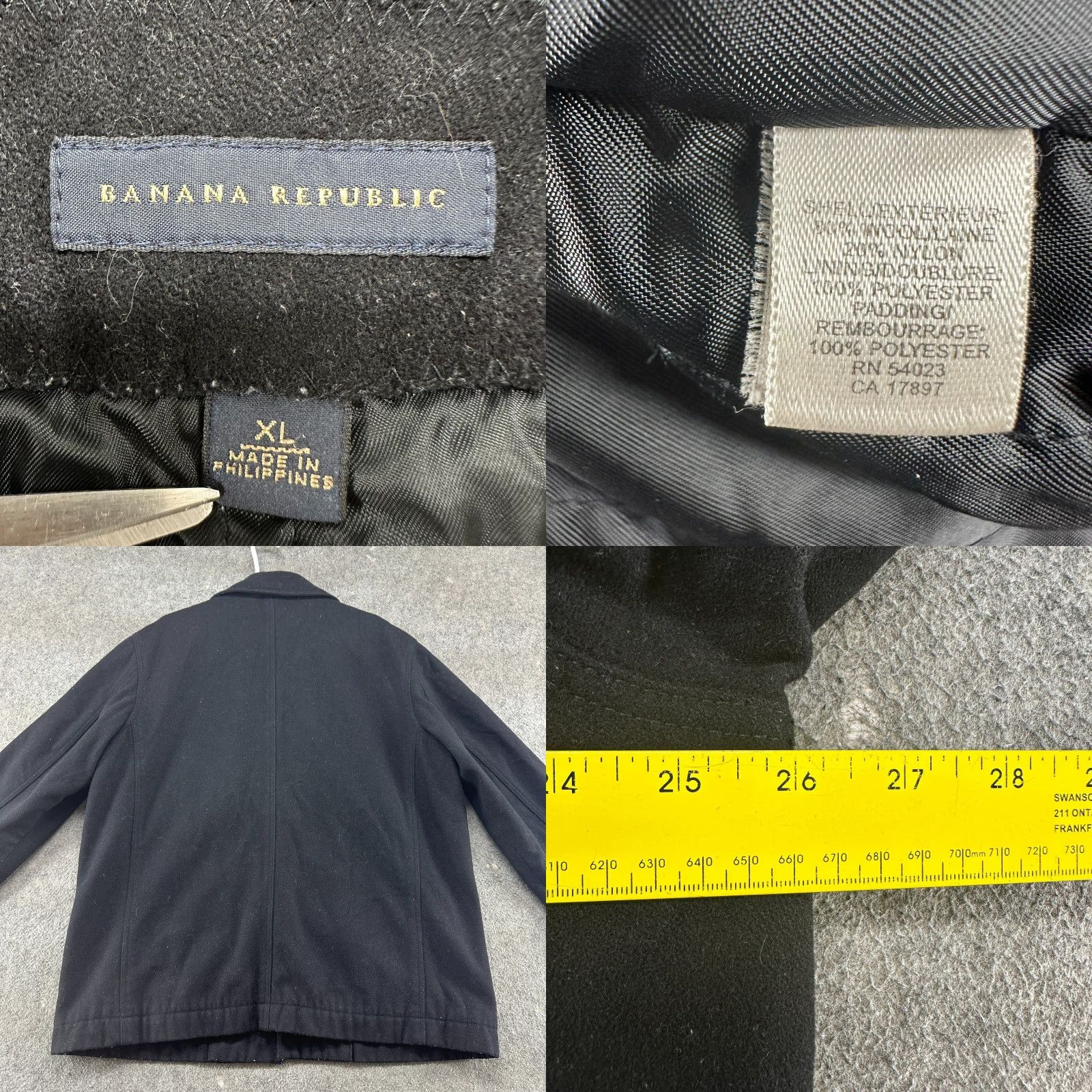 Banana Republic VINTAGE Banana Republic Jacket Mens XL Black Wool Chore Barn Coat Lined 90s Overcoat Size US XL / EU 56 / 4 - 8 Thumbnail