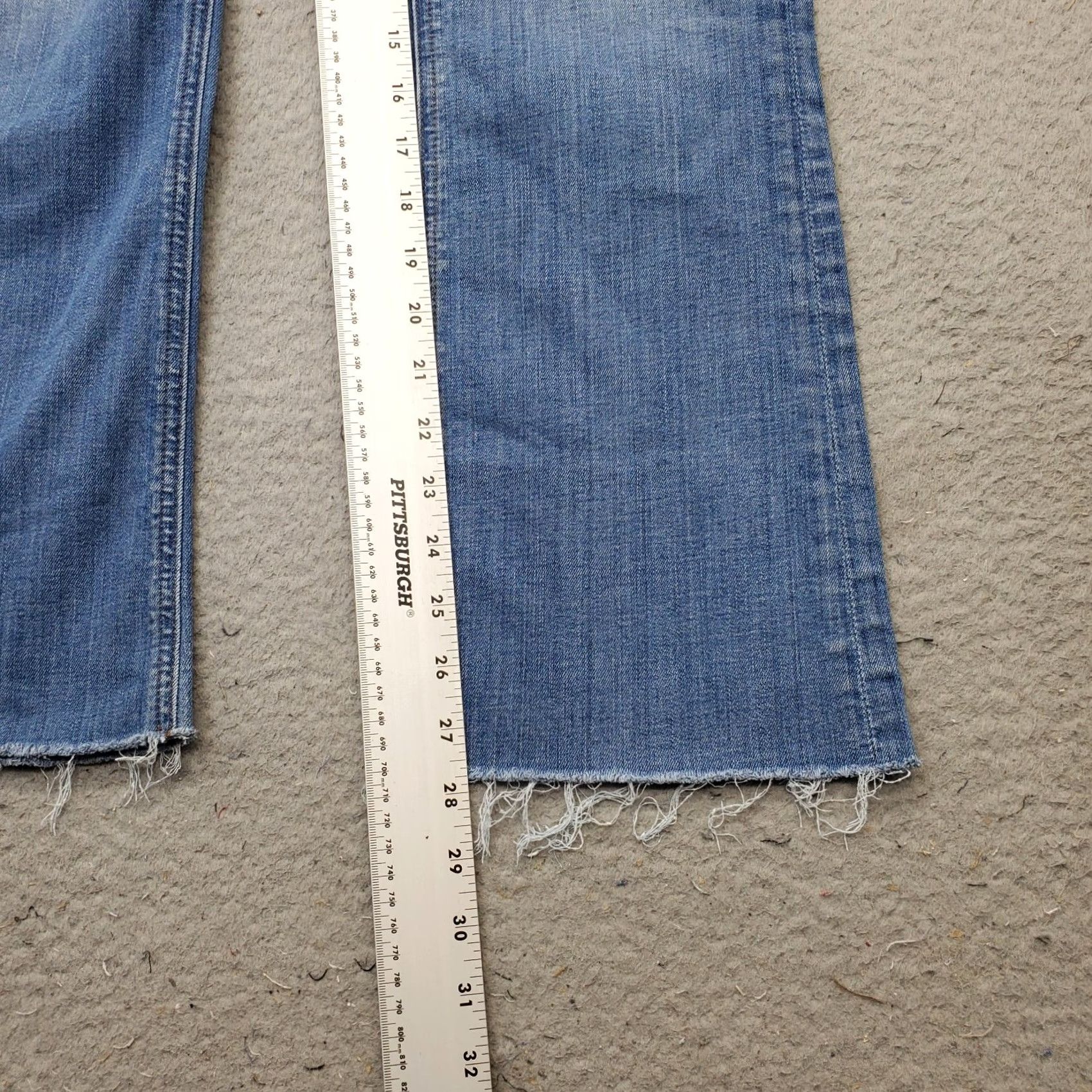 J.Crew J.CREW Bootcut Jeans Womens 29T Denim Blue Stretch 5-Pocket Regular Inseam 27.75" Whiskered Faded Raw Hem Size: 29T Womens Size 29" - 4 Thumbnail