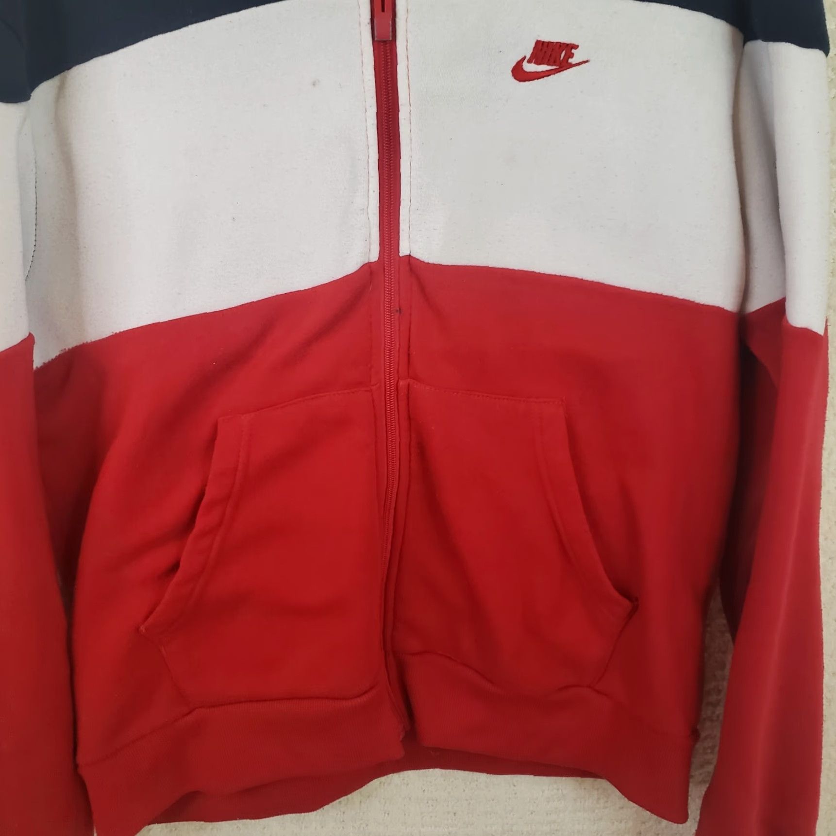 Nike Nike Women's 2XL Vintage Track Jacket Red White Blue Full Zip Pockets Swoosh USA Size XXL / US 16-18 / IT 52-54 - 2 Thumbnail