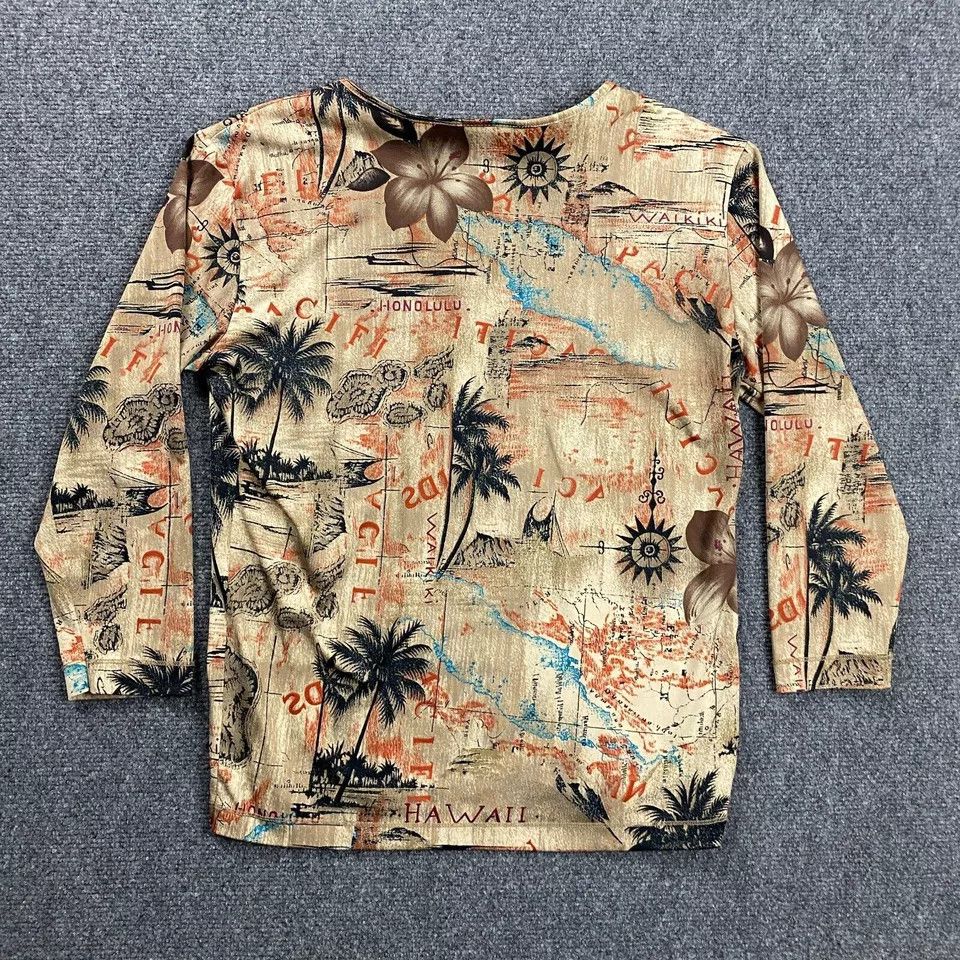 Chicos Chico's Top Womens Size 2 Beige All Over Print Map Hawaii Size XS / US 0-2 / IT 36-38 - 7 Thumbnail