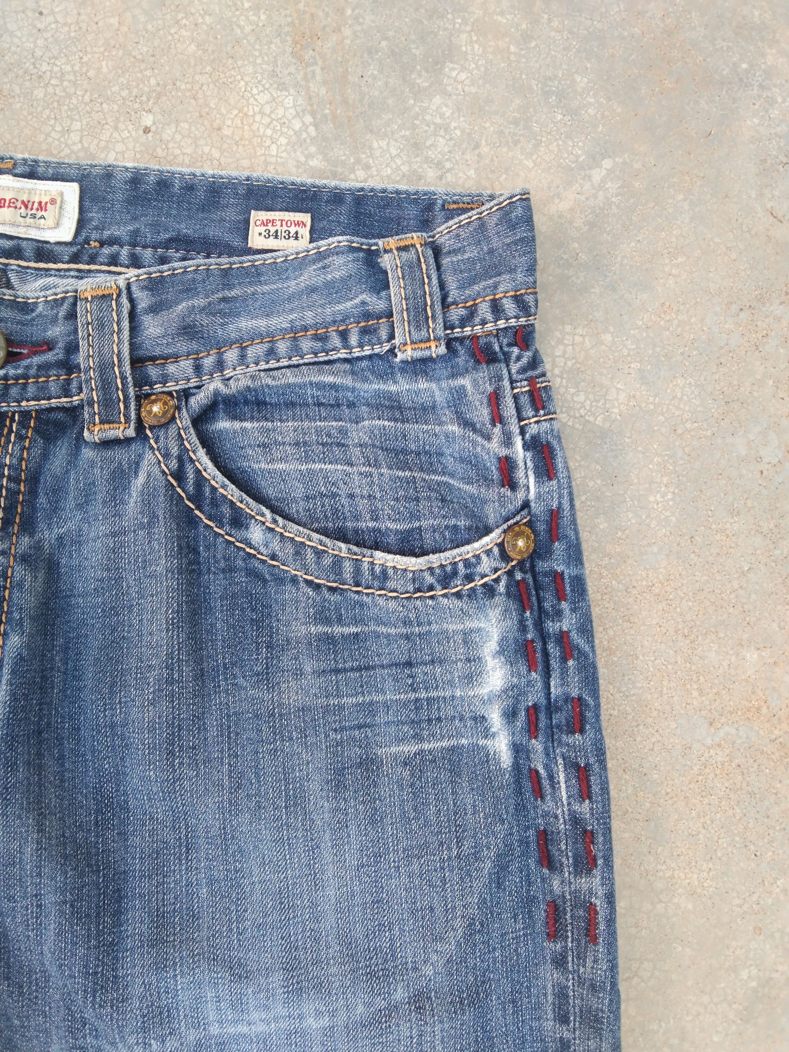 Mek Denim Vintage Mek Denim Faded Blue Washed Boot Cut Jeans 34x32 Size US 34 / EU 50 - 7 Thumbnail