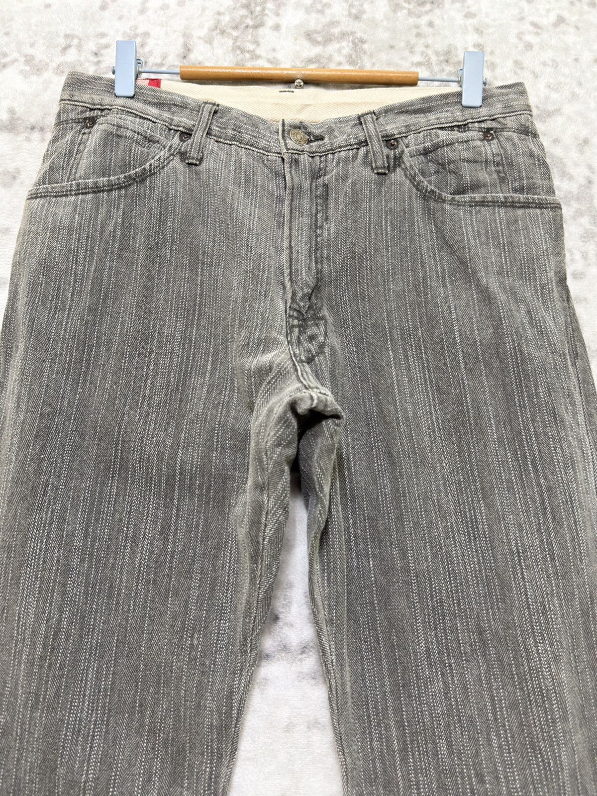 Kapital Vintage Blue Way Modern Hickory Stripe Straight Cut Denim Size US 30 / EU 46 - 3 Thumbnail