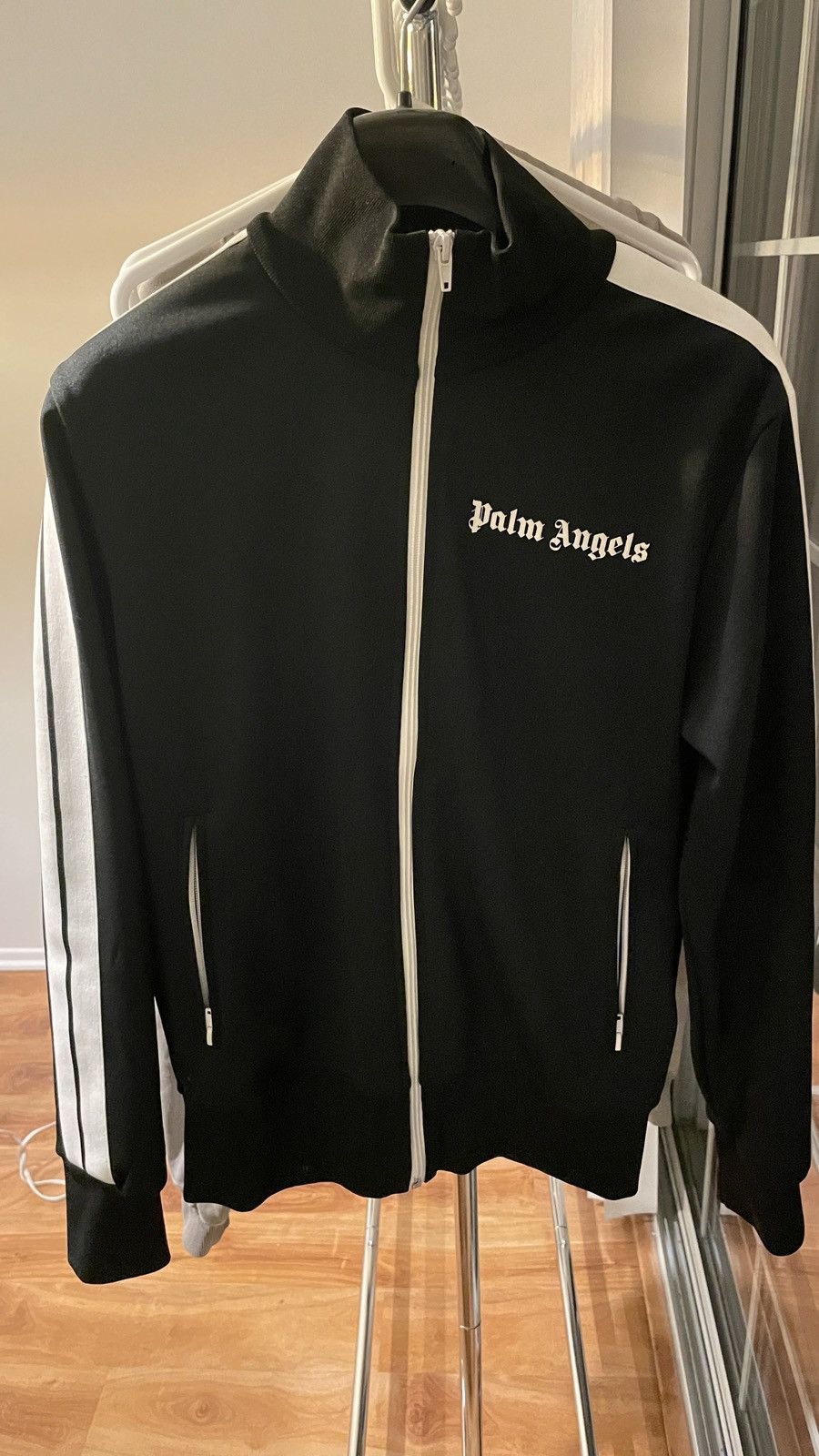 image of Palm Angels Black & White Classic Track Jacket, Men's (Size Small)