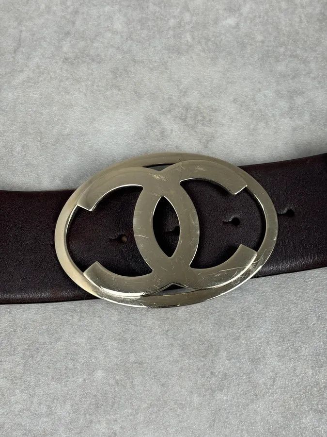 Chanel Chanel Brown Leather Gold-Tone Buckle Belt Size ONE SIZE - 4 Thumbnail