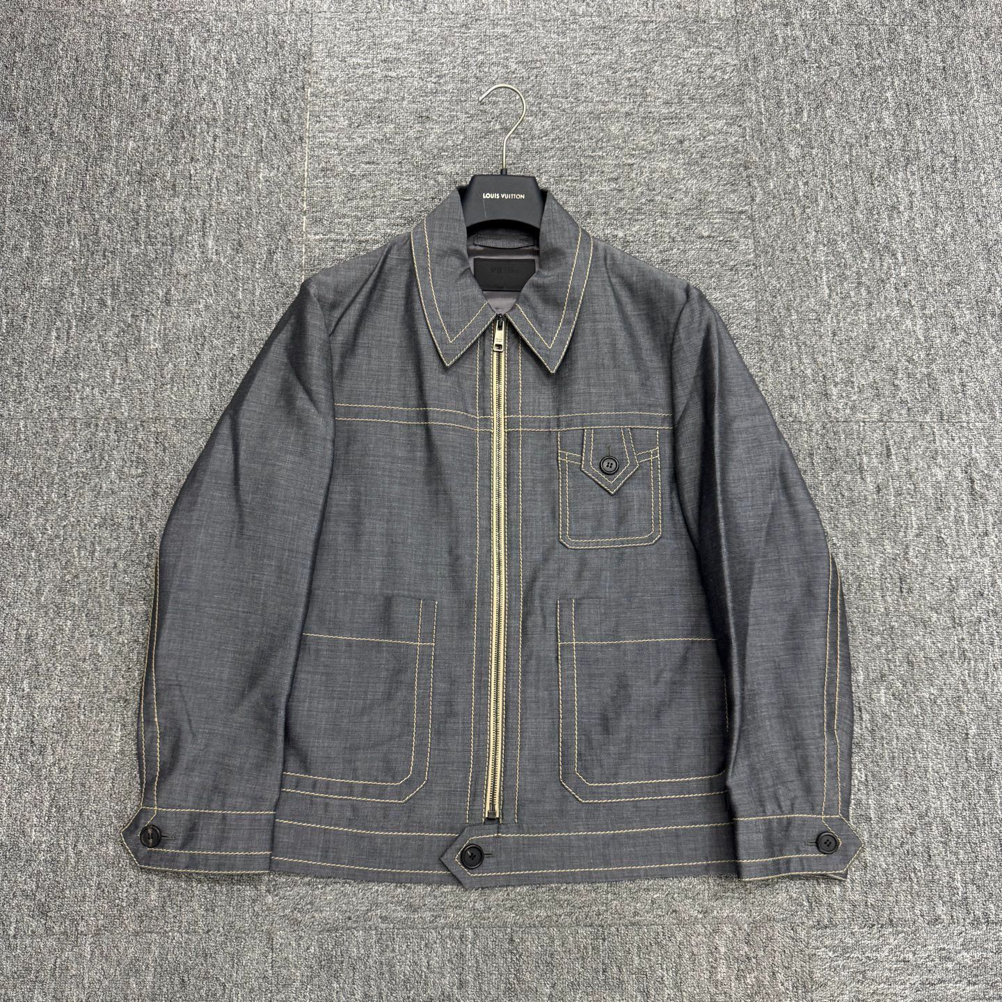 Prada Gray Denim Jacket with Contrast Stitching - Size M Size US M / EU 48-50 / 2 - 1 Thumbnail