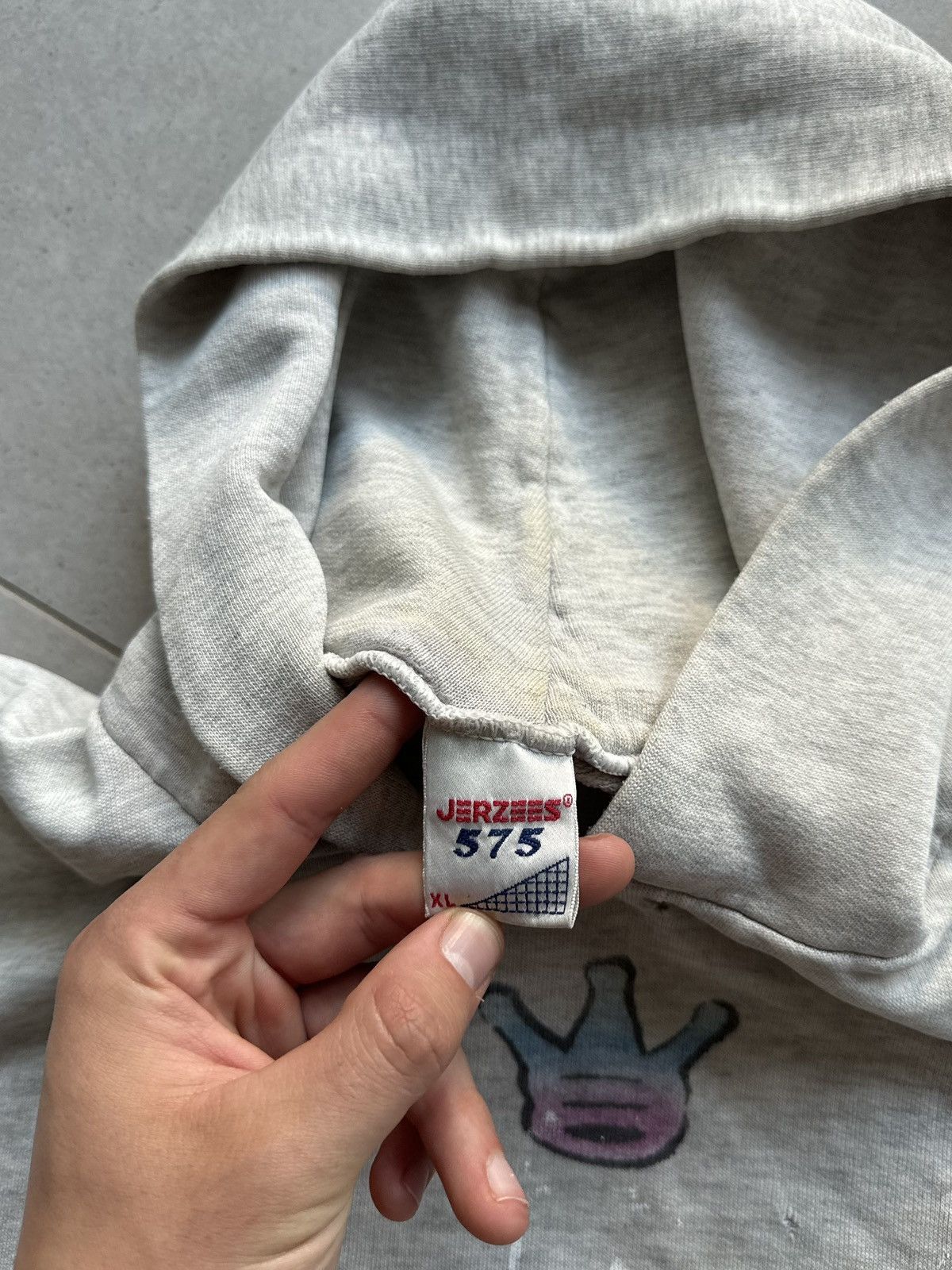 Jerzees Vintage thrashed hoodie Jerzees 575 rap JNCO style Size US XL / EU 56 / 4 - 19 Thumbnail