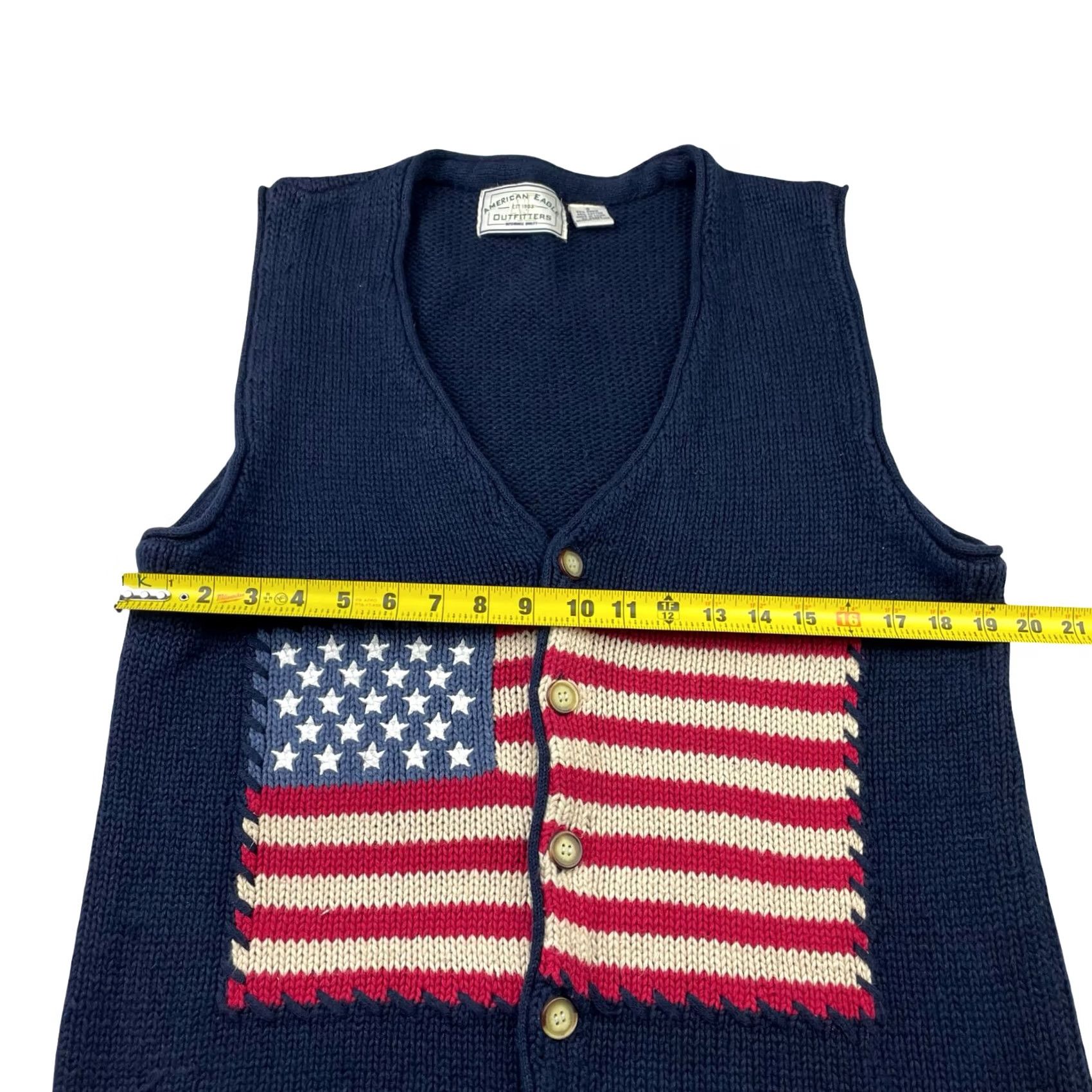 American Eagle Outfitters VINTAGE American Eagle Outfitters Vest Sweater Men's Small Navy USA Flag Button Size US L / EU 52-54 / 3 - 5 Thumbnail