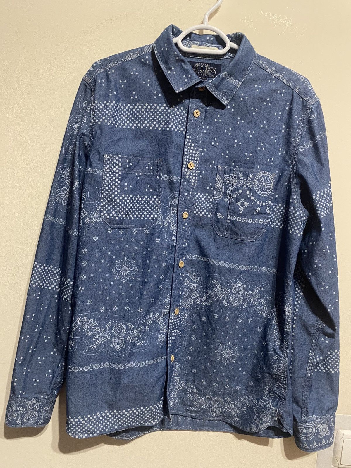 Jack & Jones Couture Indigo Bandana Shirt Size US S / EU 44-46 / 1 - 1 Thumbnail