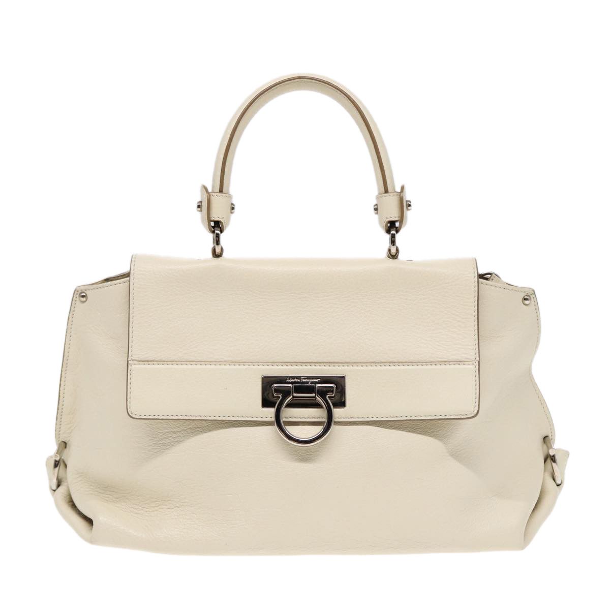 Salvatore Ferragamo Gancini White Leather Handbag (Pre-Owned) Size ONE SIZE - 1 Thumbnail