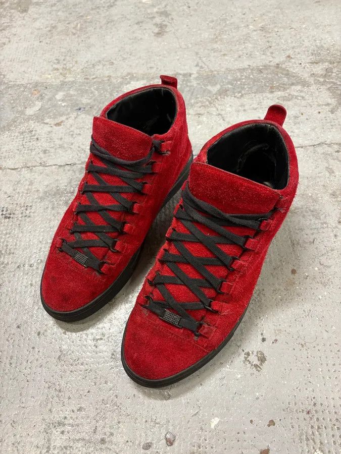 Balenciaga Balenciaga Arena Black & Red Suede Leather High Sneakers Size US 9.5 / EU 42-43 - 3 Thumbnail