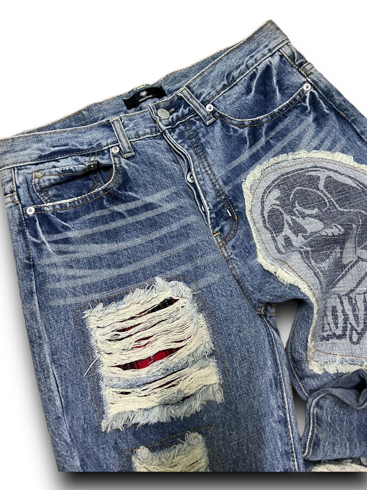 Designer × Japanese Brand SUPER LOVERS ROCK DISTRESSED JEANS JAPANESE BRAND DENIM Size US 32 / EU 48 - 11 Thumbnail