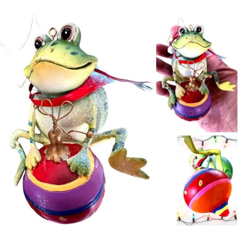 Vintage Vintage Frog Ornament Christmas Sitting On Ornament Whimsica Size ONE SIZE - 4 Thumbnail