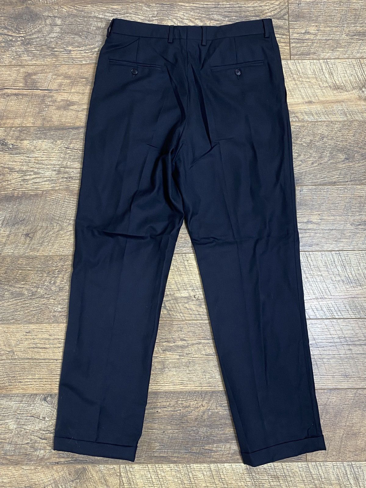Vintage Italian Wool Super 100’s Navy Trousers Cuffed Dress Pants Size US 34 / EU 50 - 2 Thumbnail