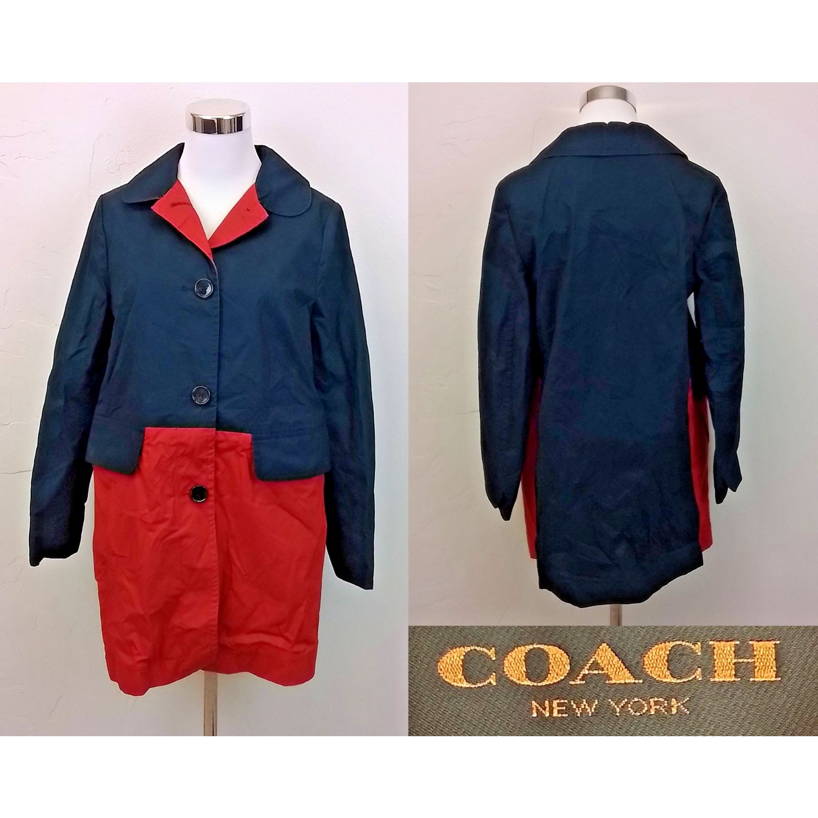Coach Coach Trench Jacket Women's M Blue/Red #J3065 Size M / US 6-8 / IT 42-44 - 1 Thumbnail