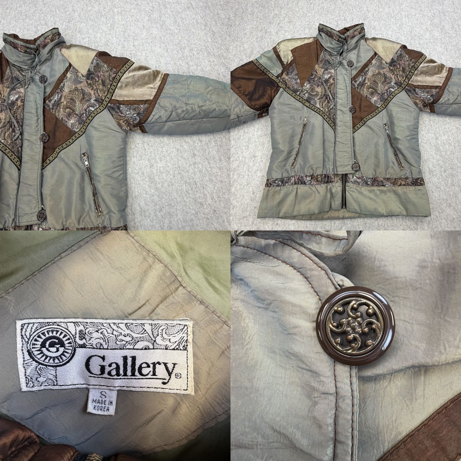 Vintage VINTAGE Gallery Jacket Womens Small Green Brown Quilted Patchwork Floral 80s Size S / US 4 / IT 40 - 8 Thumbnail