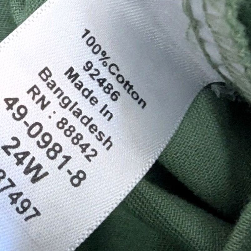 Vintage Sage Green 100% Cotton Twill Pants Womens 24W Pull On Elastic Waist Drawstring Pockets Casual Comfort Relaxed Fit Size 42" / US 20 - 5 Thumbnail
