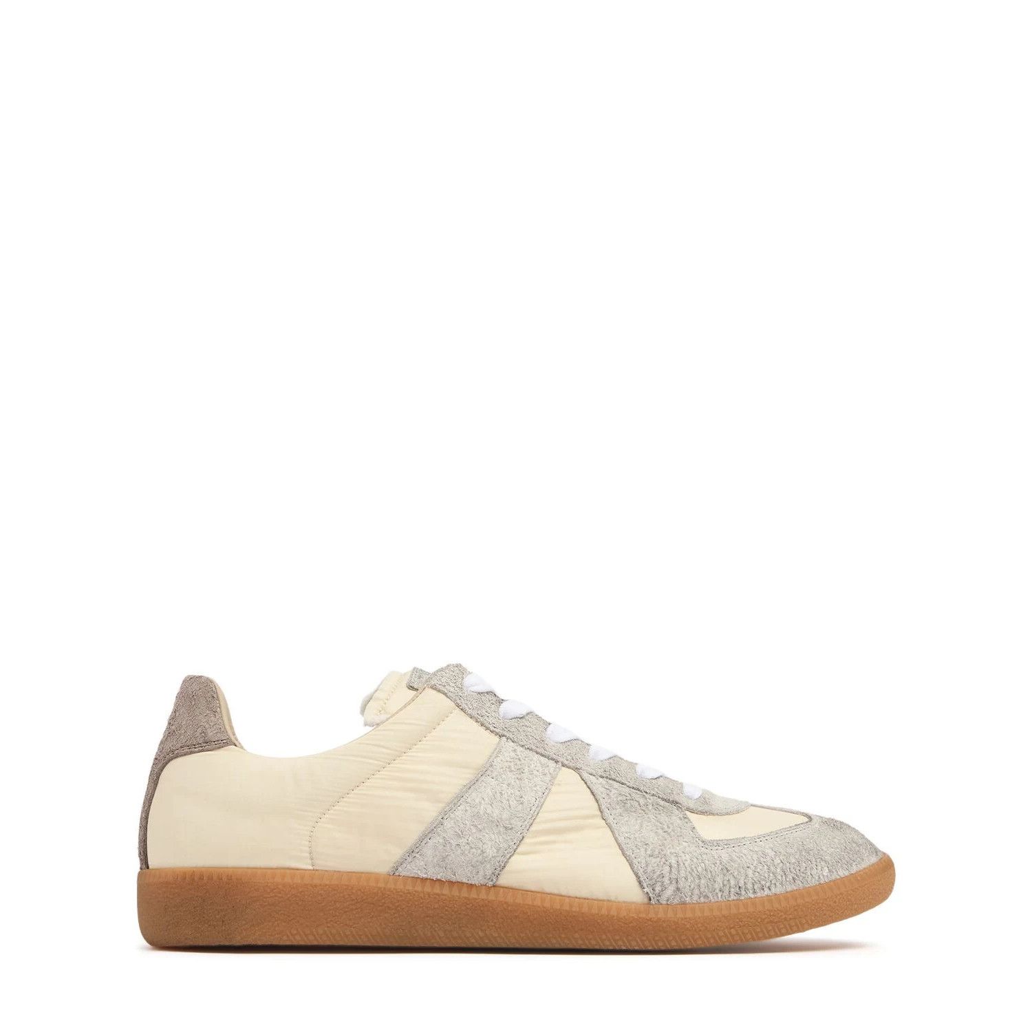 MAISON MARGIELA $790 Gray Nylon/Suede Low Top Sneakers New &