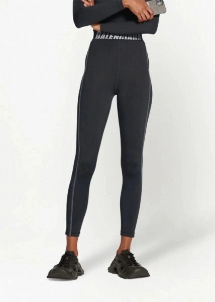 Balenciaga o1mt1gz1024 Athletic Cut Leggings in Black/Grey Size US 30 / EU 46 - 2 Thumbnail