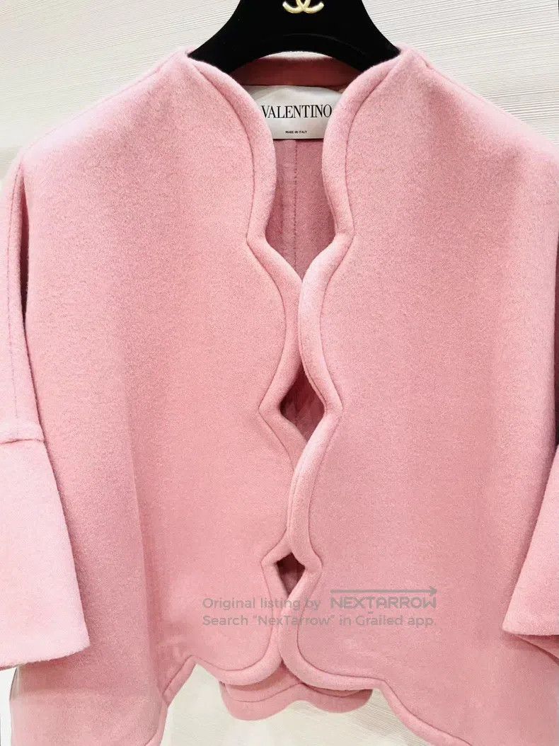 Valentino Pink wavy wool coat
