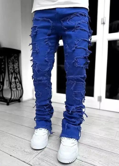 Japanese Brand Blue Color Heavyweight Streetwise Stretch Patch Denim Pant Size US 30 / EU 46 - 3 Thumbnail