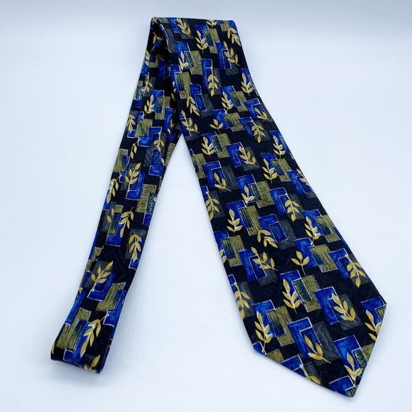 Hugo Boss Hugo Boss Geometric Blue and Gold Tie Size ONE SIZE - 5 Thumbnail