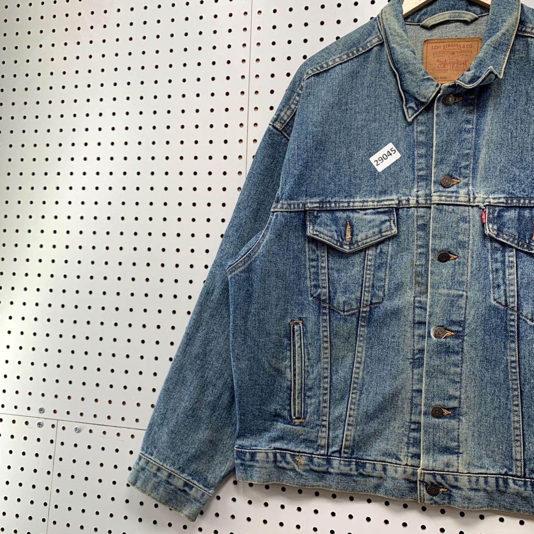 Levi's VINTAGE Levi's Denim Trucker Jacket Mens Large Button Mad In USA 25x26.5 90s Trucker Jacket Blue Jeans Size US 33 - 7 Thumbnail