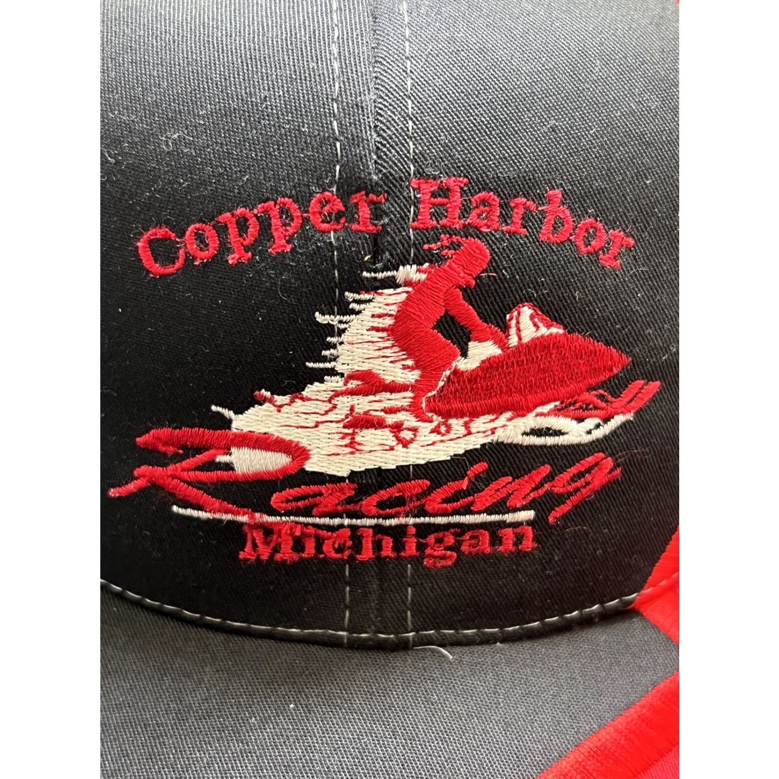 Vintage Nisssun Copper Harbor Snowmobile Racing Baseball Cap Adjustable Black Men's Hat Size ONE SIZE - 2 Thumbnail