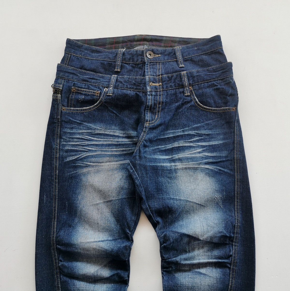If Six Was Nine Stitch Graffito Double Waist Denim Jeans Size US 32 / EU 48 - 4 Thumbnail