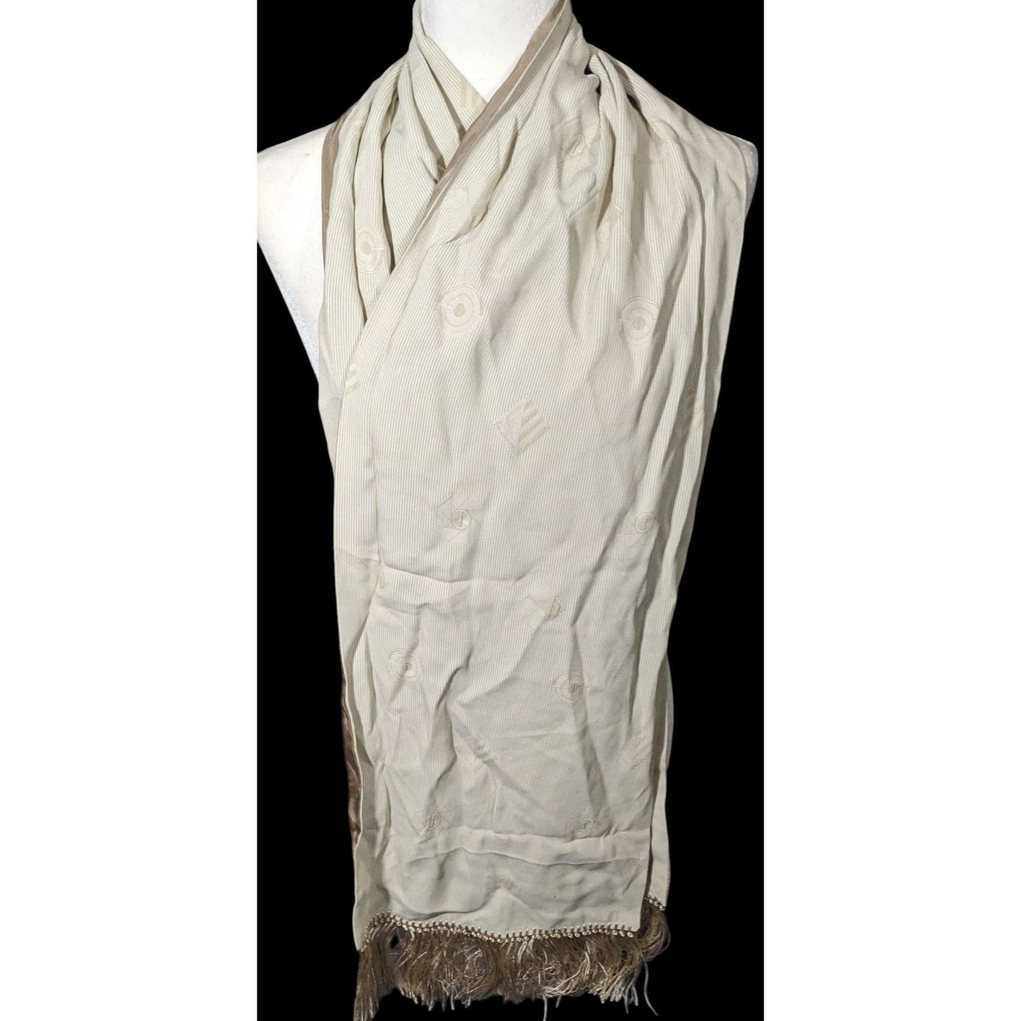 Other Vintage Donna Livingstone Silk Beige Geometric Textured Scar Size ONE SIZE - 2 Thumbnail