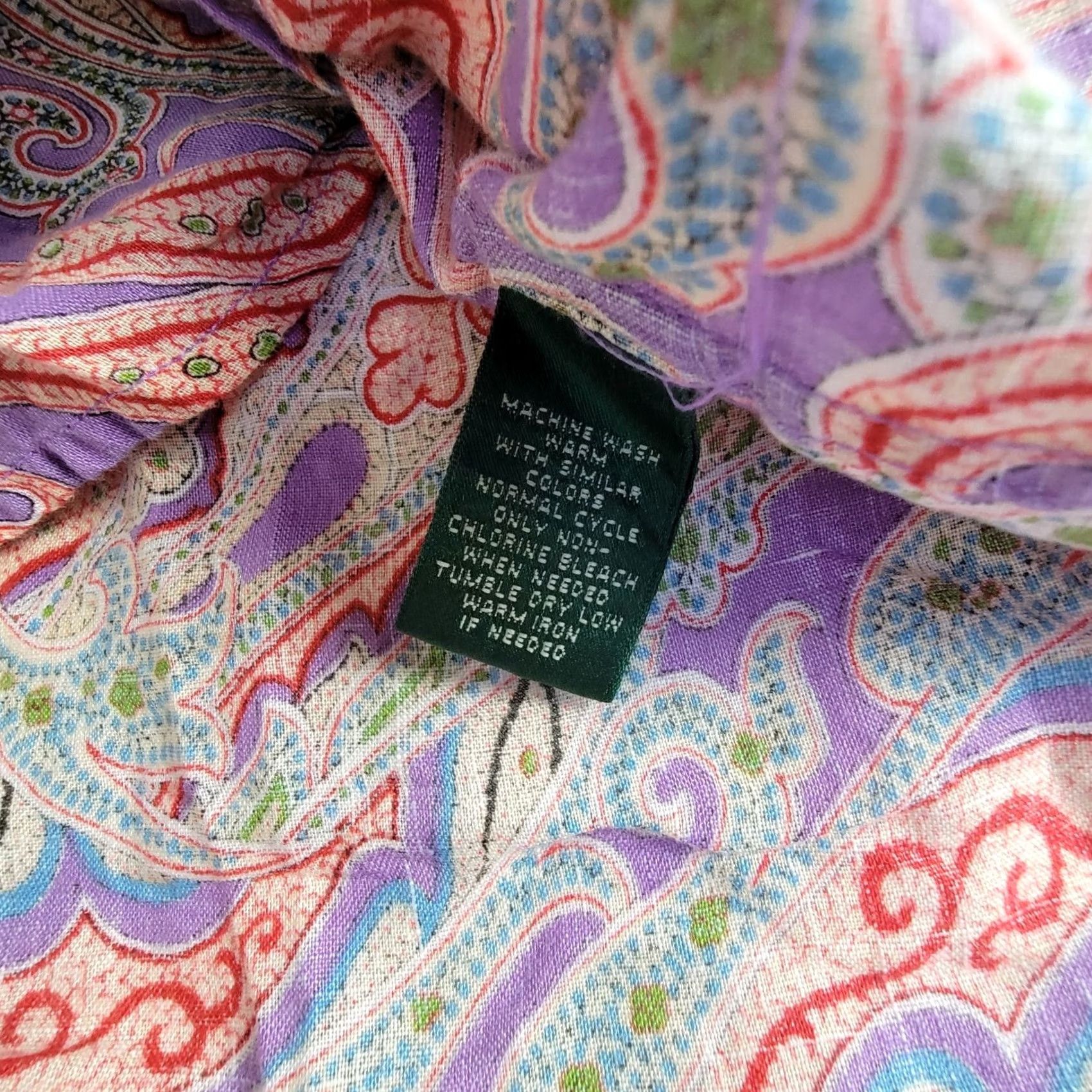 Ralph Lauren Lauren Ralph Lauren Women Paisley Linen Button-Up Blouse Shirt Large Multicolor Size L / US 10 / IT 46 - 5 Thumbnail