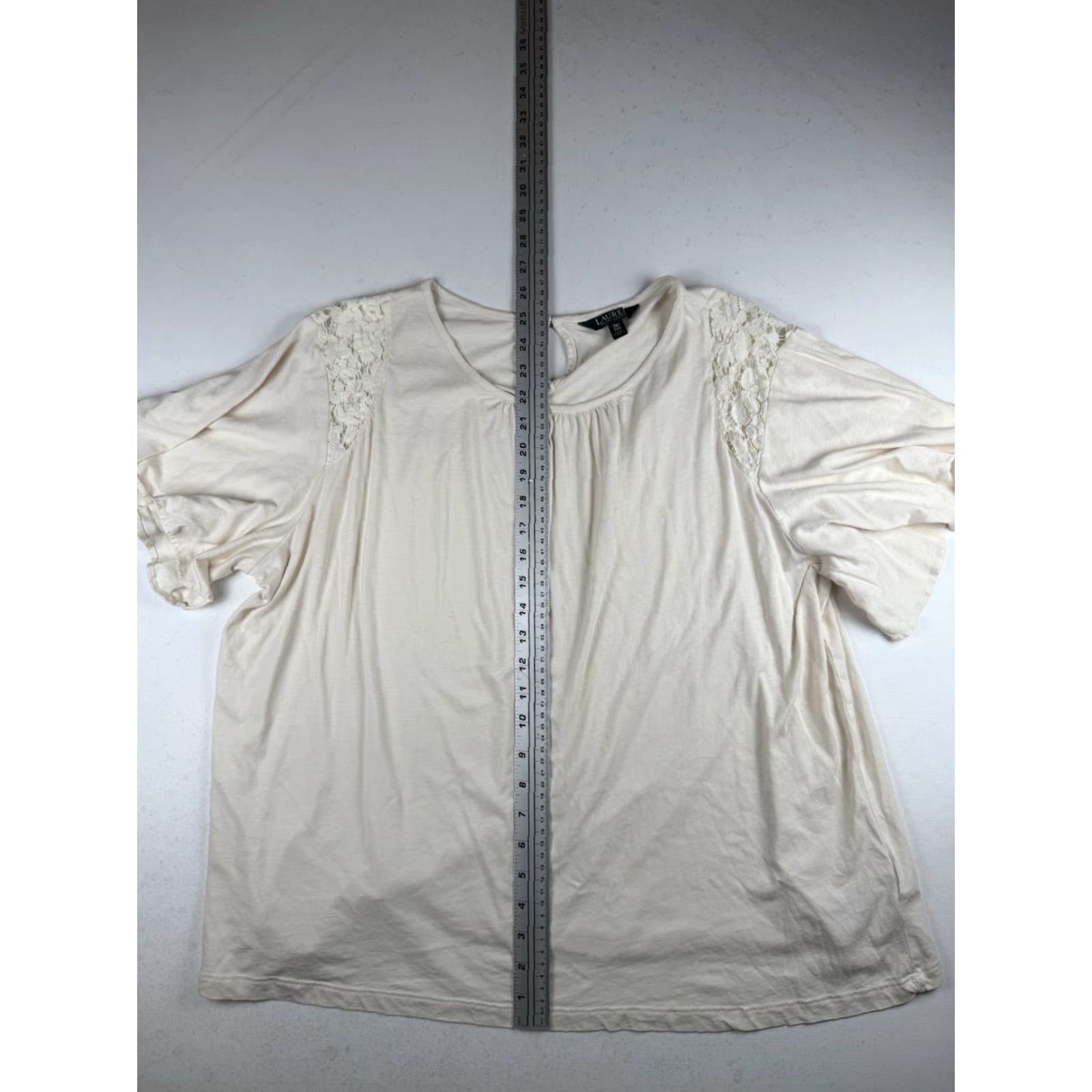 Ralph Lauren Ralph Lauren Blouse Women 2XL Short Sleeve Cream Crochet Travel Womens Size XXL / US 16-18 / IT 52-54 - 5 Thumbnail