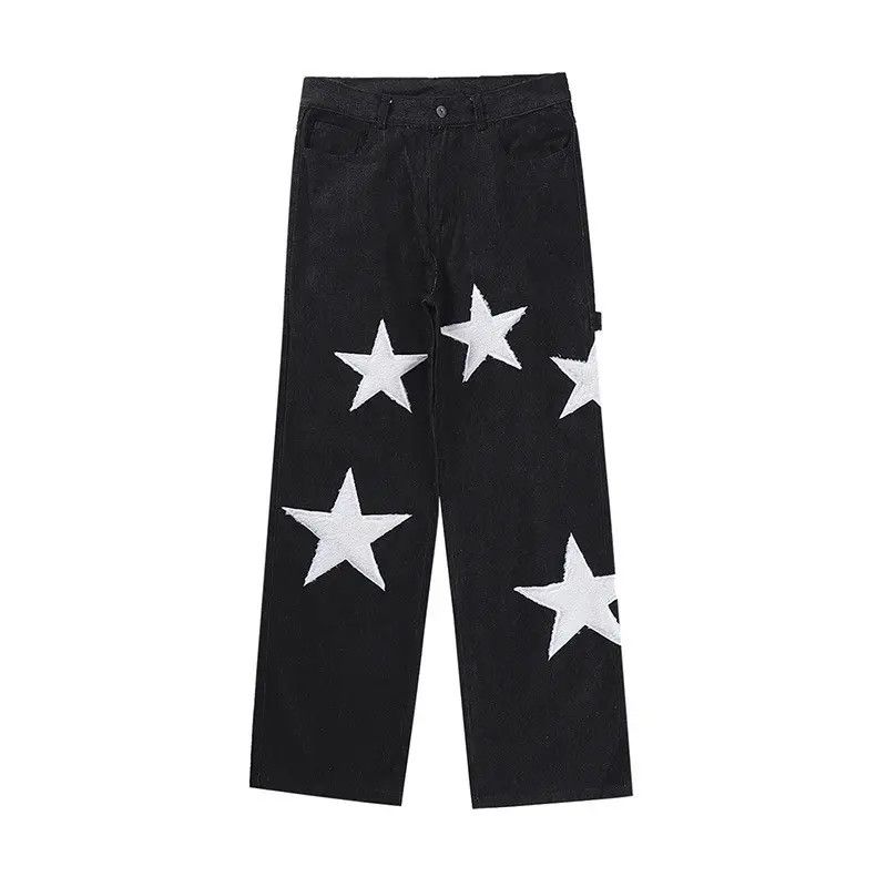 Japanese Brand × Vintage Retro-style Jeans Ripped Baggy Trousers Star Harajuku style Size US 30 / EU 46 - 6 Thumbnail