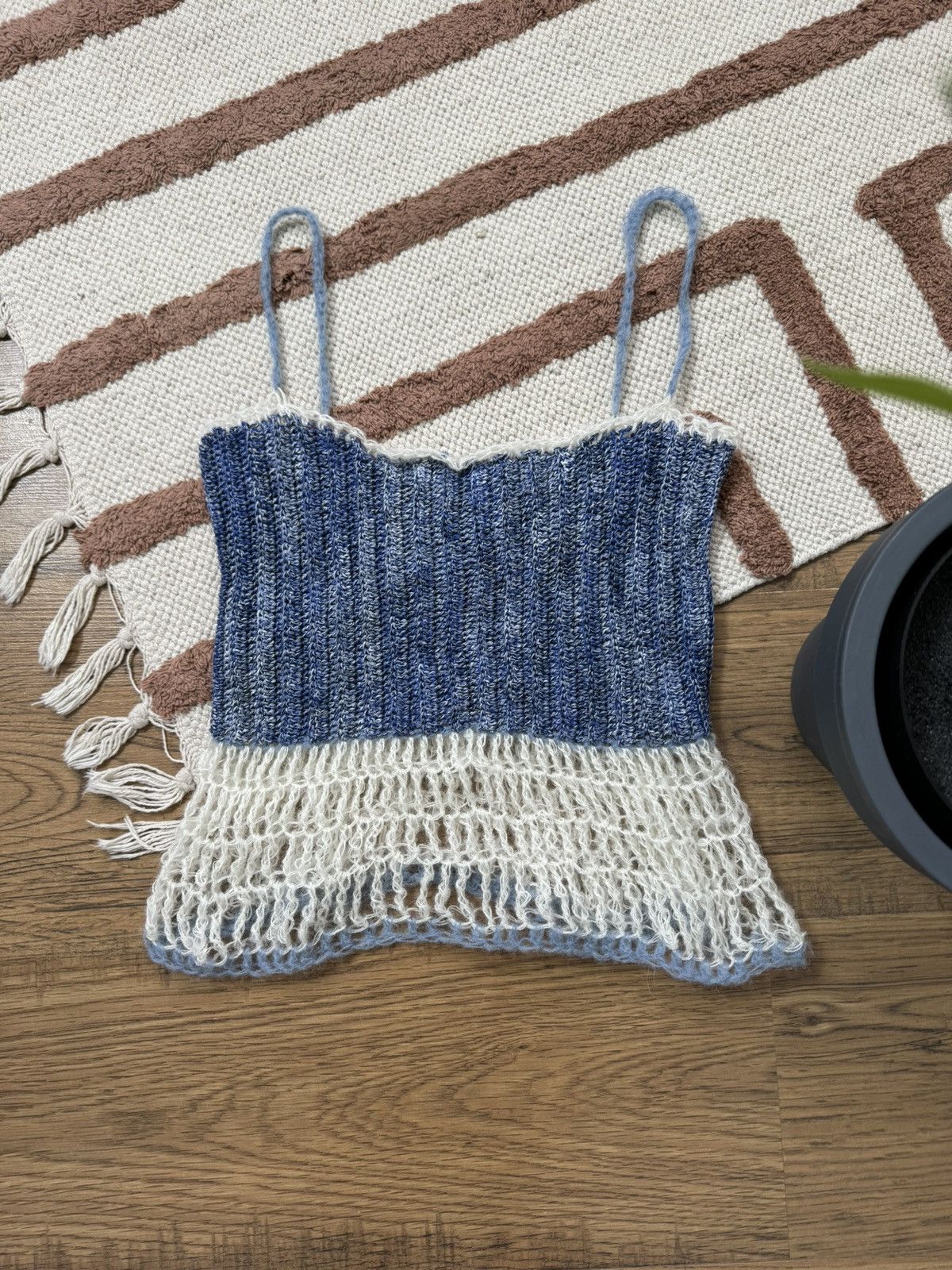 Vintage HAND KNITTED VINTAGE DENIM STYLE TANK TOP Size M / US 6-8 / IT 42-44 - 5 Thumbnail