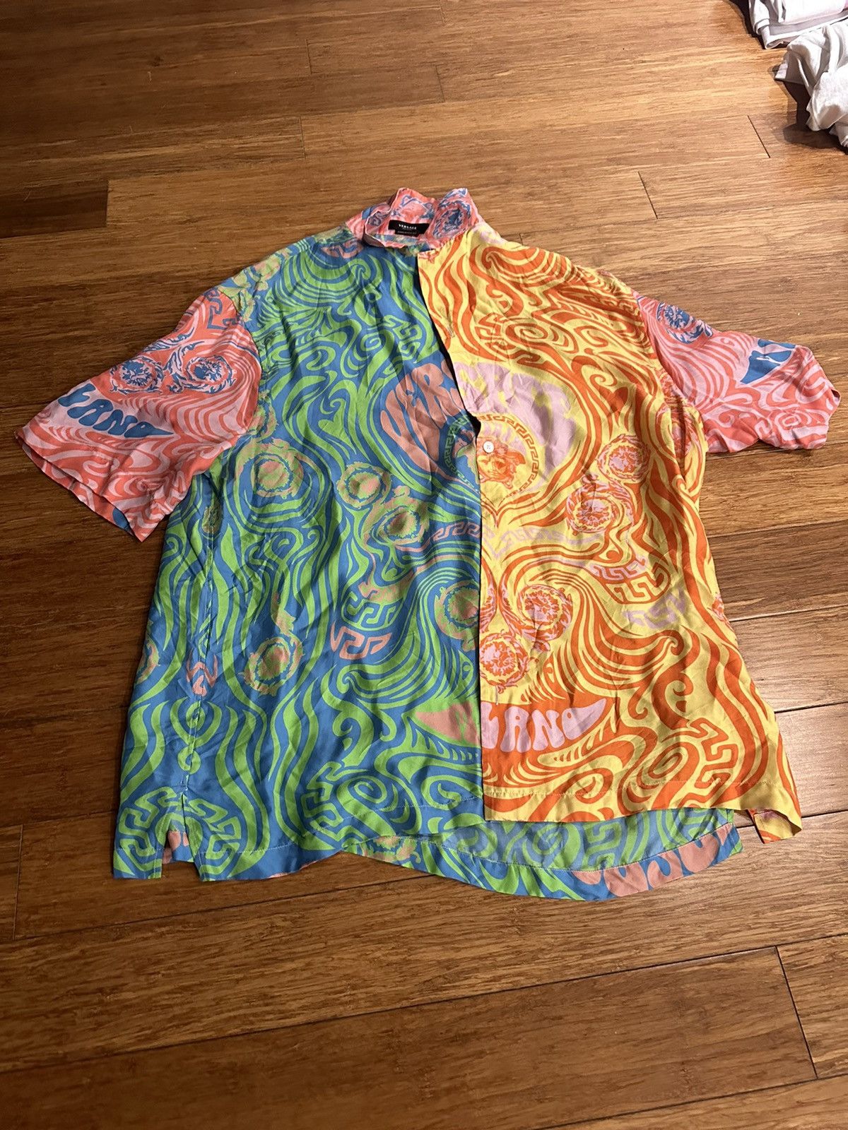 image of Versace Barocco Silk Shirt, Men's (Size 2XL)