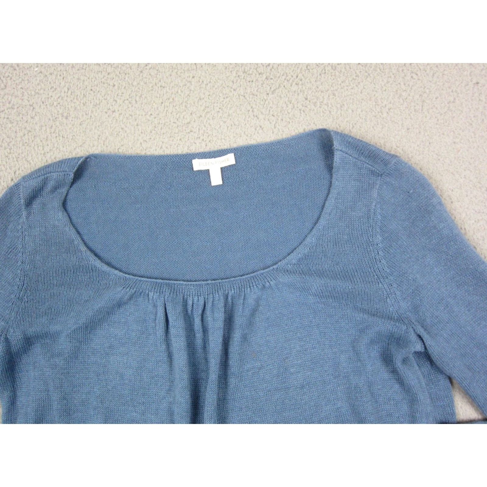 Eileen Fisher Eileen Fisher Sweater Shirt Womens S Blue 100% Linen Scoop Neck Pullover Regular Fit Long Sleeve Knit Casual City Classic Mens, Womens Size S / US 4 / IT 40 - 2 Thumbnail