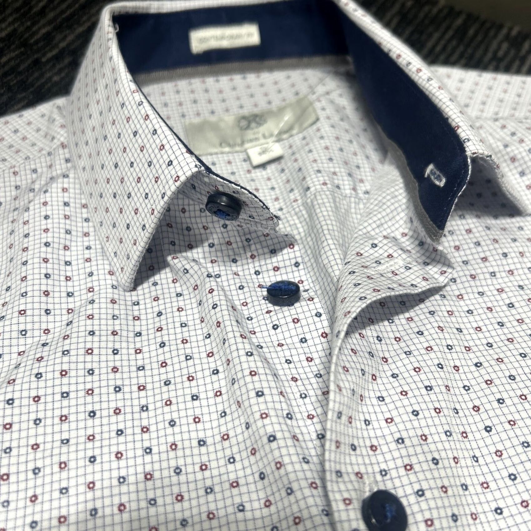 Christian Lacroix Christian Lacroix Dress Shirt Geometric Button Up Long Sleeve Paisley Blue 100% Cotton Regular L Men’s Size 16.5 Neck 14.5 48DW25 Size 42R - 2 Thumbnail