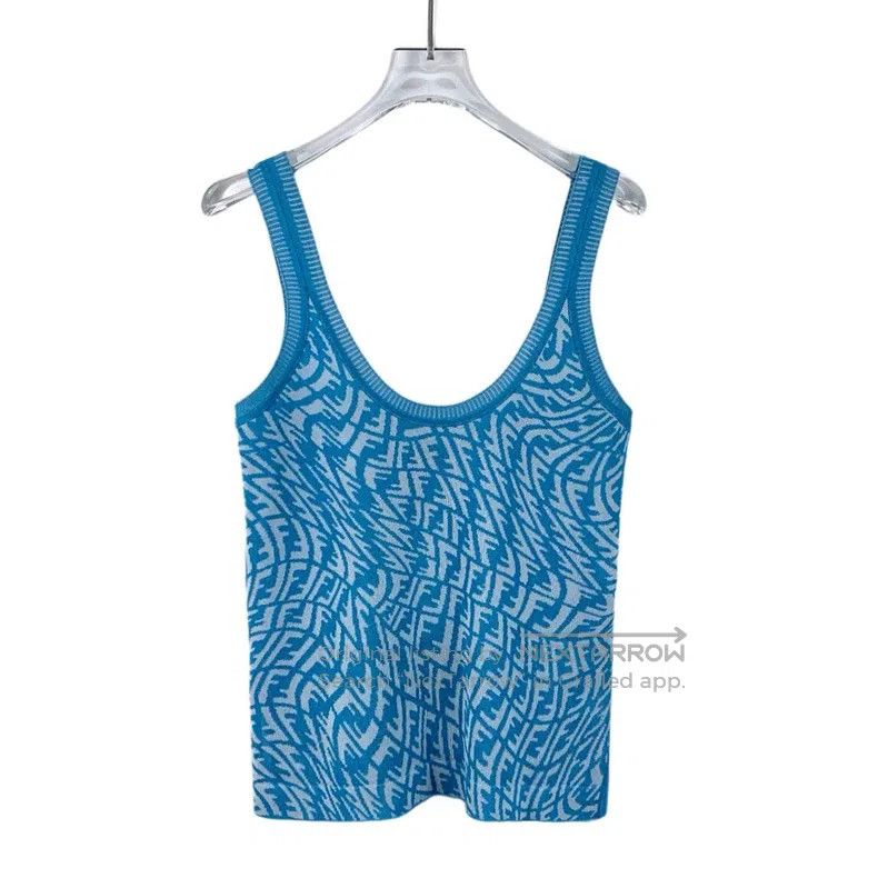 Fendi Fendi Blue logo lettering full print camisole knit vest Size XXS / US 00 / IT 34 - 1 Thumbnail