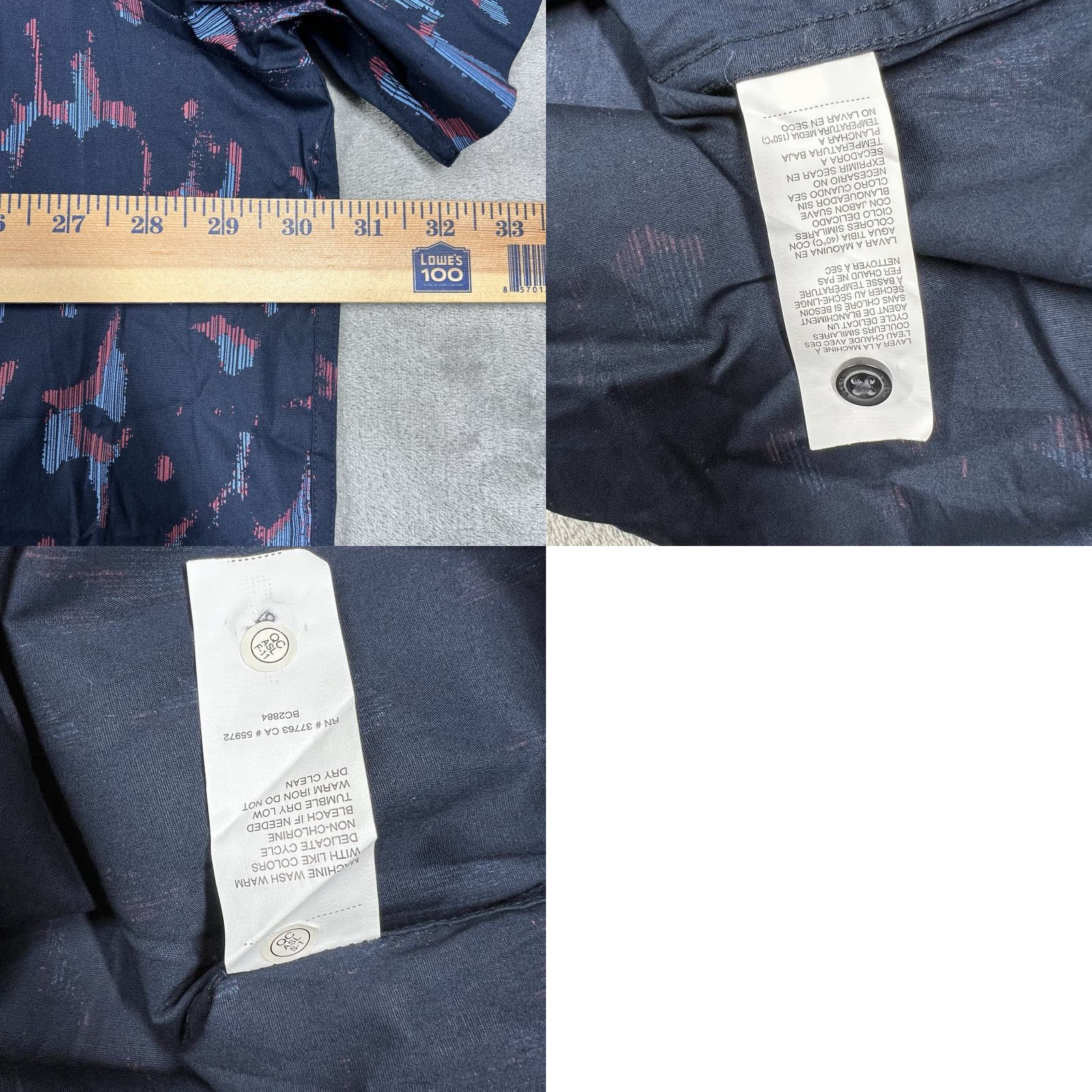 Perry Ellis Perry Ellis Men's Button-Up Shirt Short Sleeve All Over Print Blue 3XLT Stretch Casual Travel Regular Mens Size US XXL / EU 58 / 5 - 9 Thumbnail