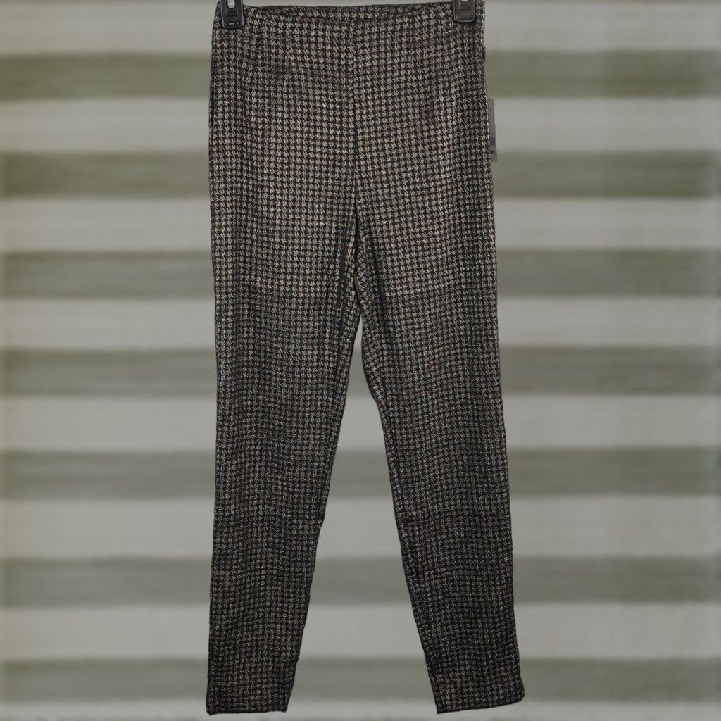 Vintage NWT Time & Tru Millennium Skinny Pants 2 Black Bronze Metallic HighRise 23"W Slit Club Metal Womens Pants 27In Inseam Slim 2"} Size 26" / US 2 / IT 38 - 1 Thumbnail