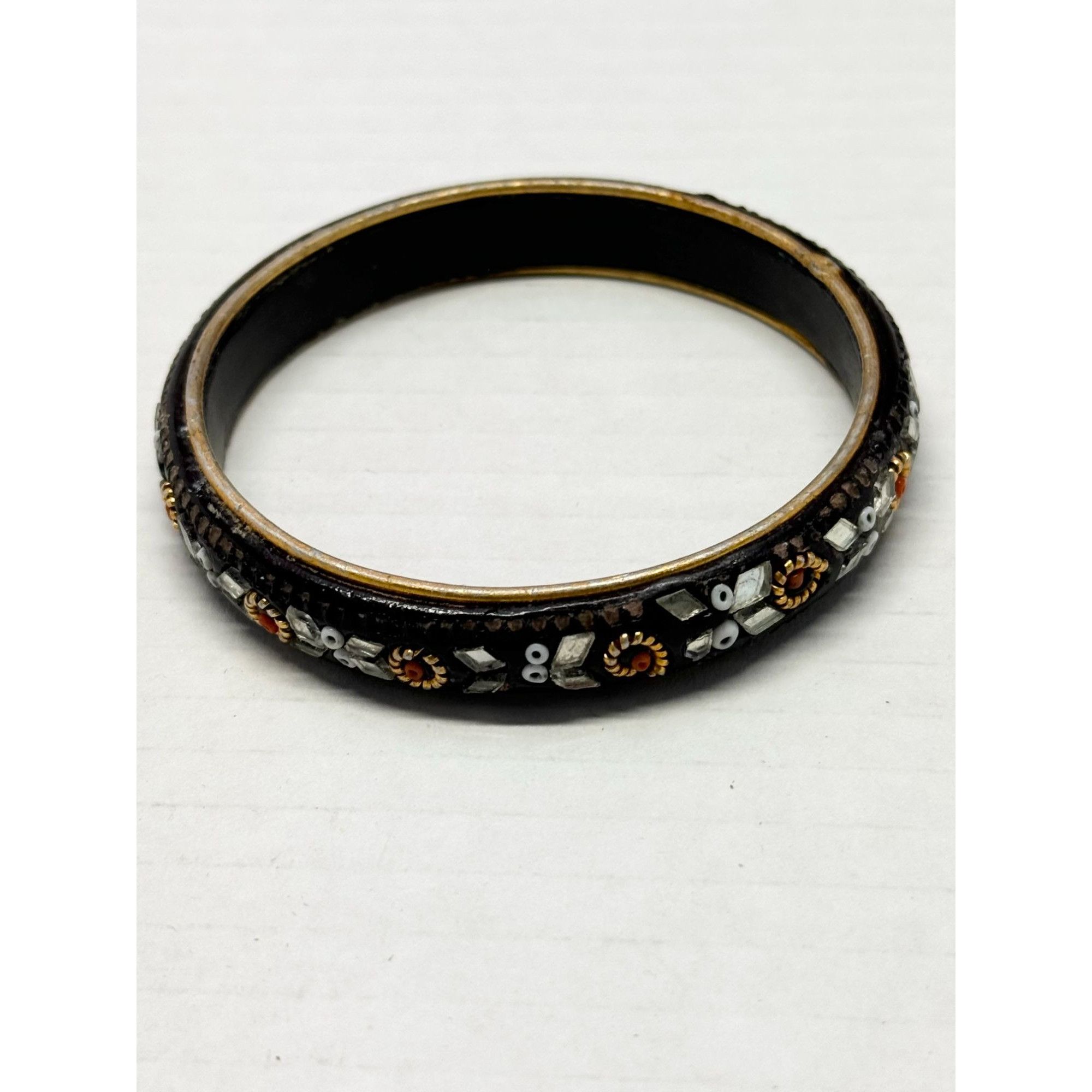 Vintage Vintage India Beaded black bangle bracelet Size ONE SIZE - 3 Thumbnail