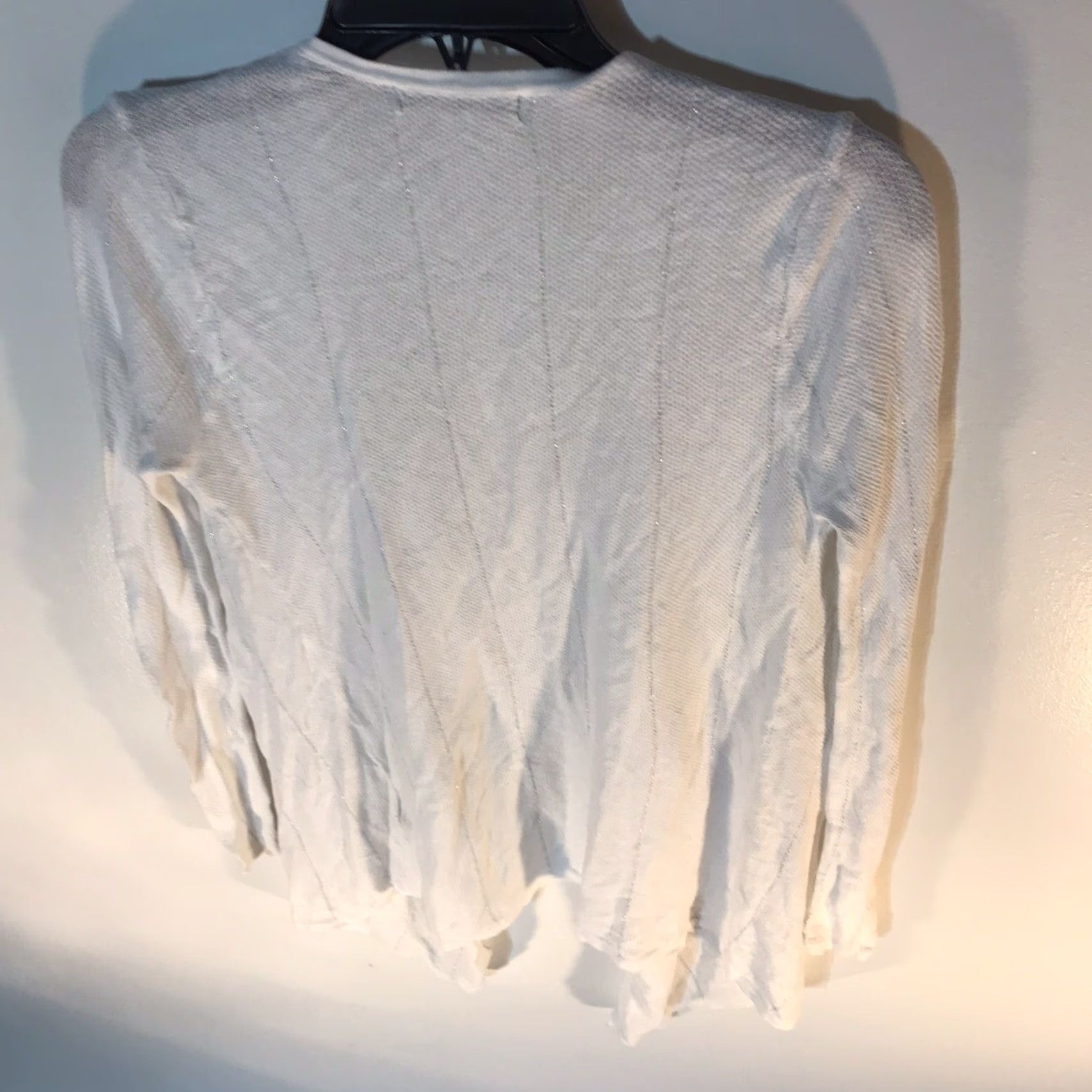 Vintage Vintage August Silk Women's Cardigan XL White Metallic Stripes Knit Casual Business Sweater Size XL / US 12-14 / IT 48-50 - 4 Thumbnail