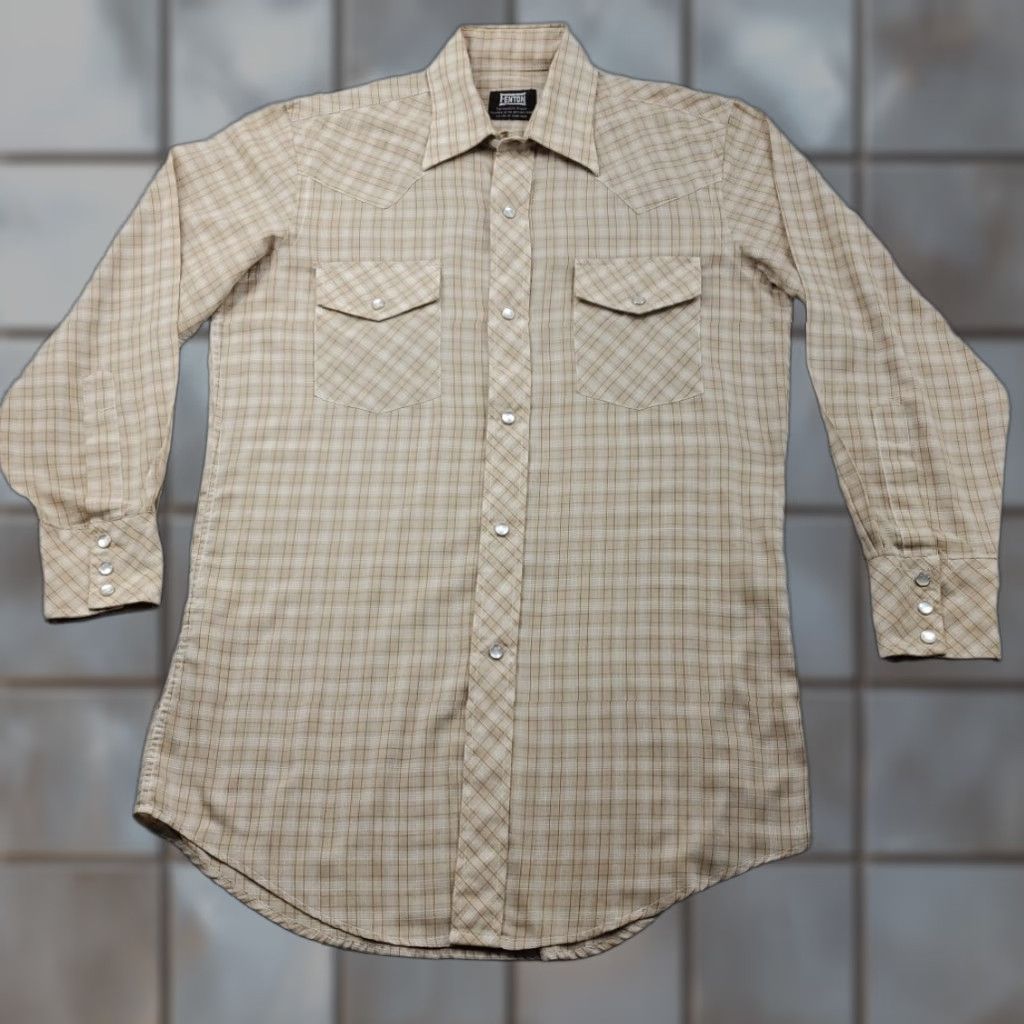 Vintage VINTAGE Fenton Western Cowboy Shirt Mens L Plaid Pearl Snap USA Made Long Tails Size US L / EU 52-54 / 3 - 1 Thumbnail